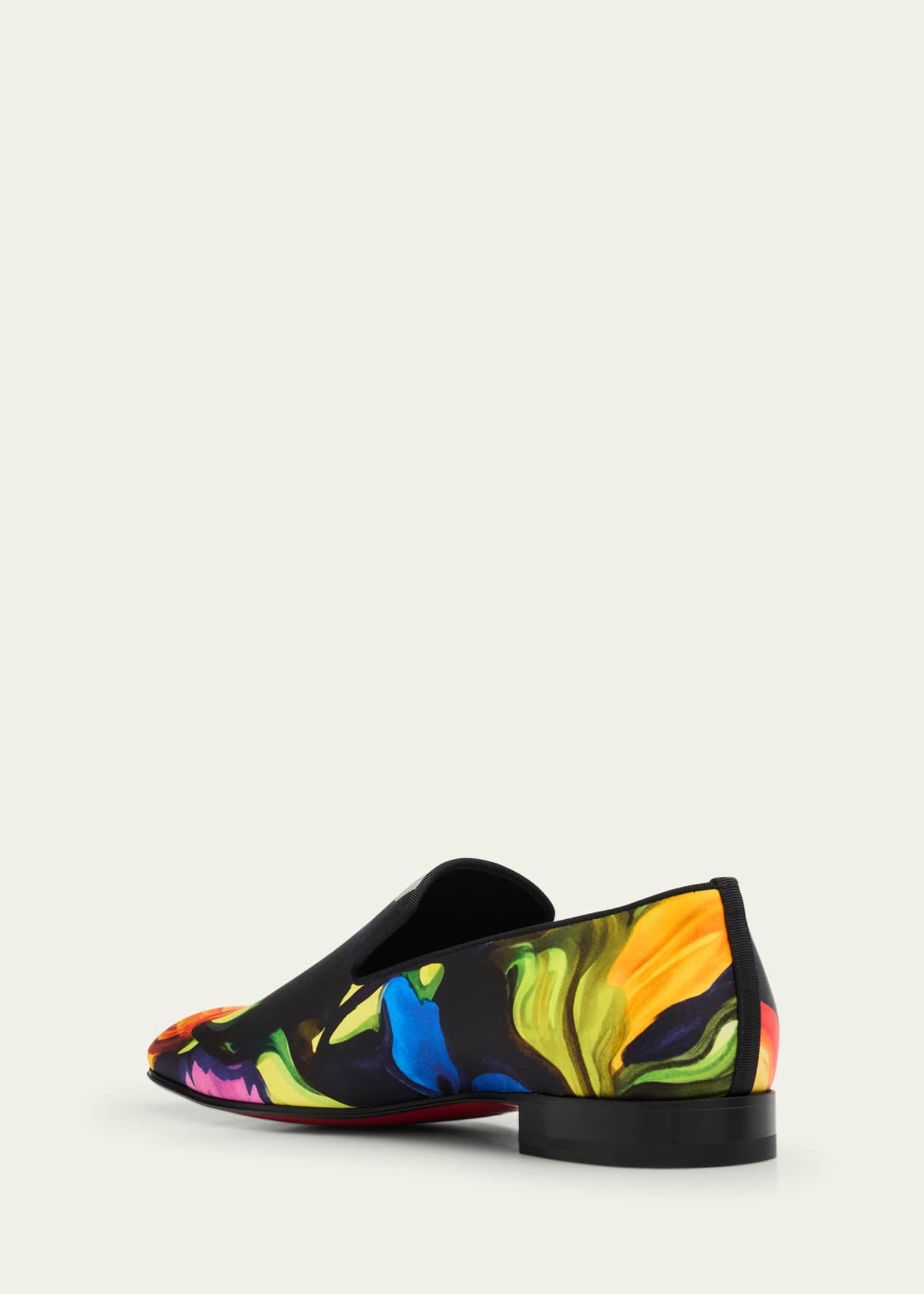 Christian Louboutin Men's Dandelion Floral Silk Red-Sole Loafers Image 4 of 6