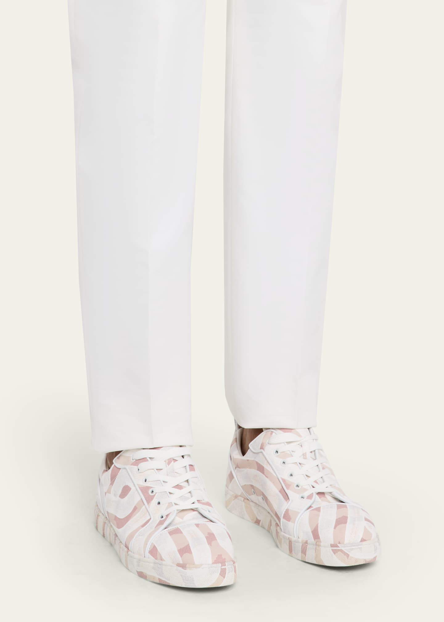 Christian Louboutin Men's Louis Junior Spikes Gaagal-Print Sneakers Image 2 of 6