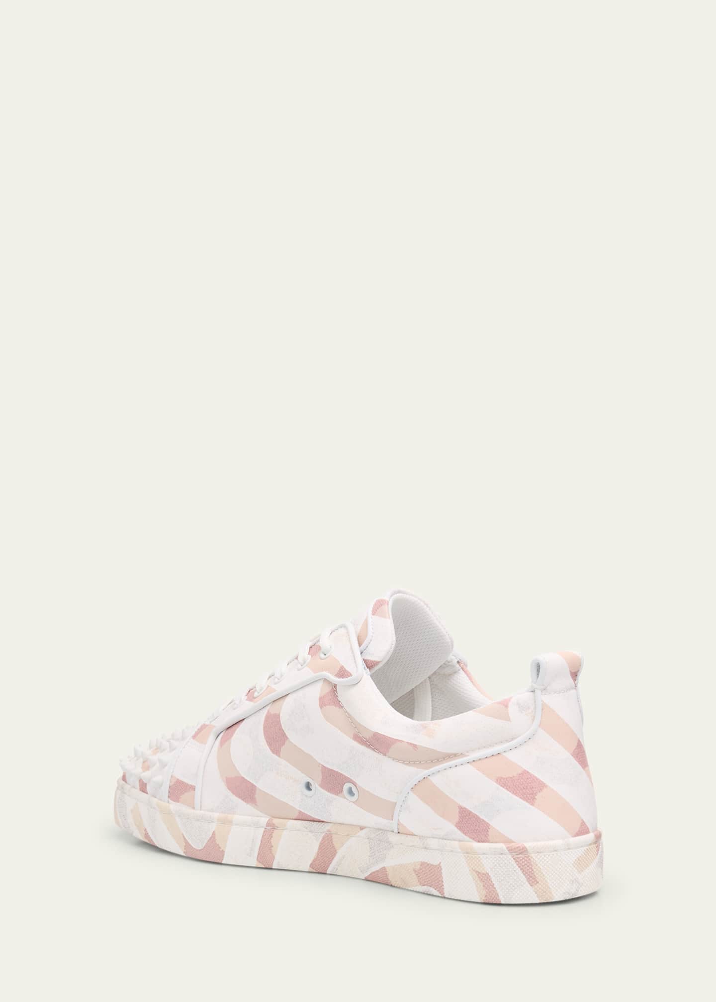 Christian Louboutin Men's Louis Junior Spikes Gaagal-Print Sneakers Image 4 of 6