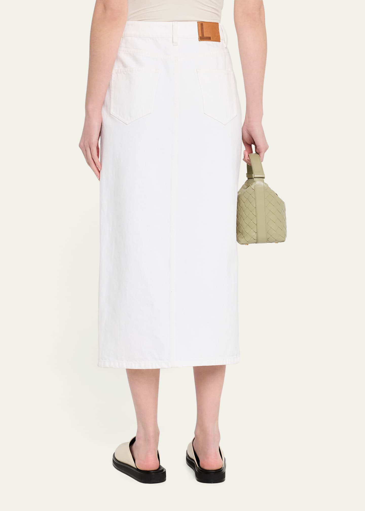 Lafayette 148 New York Front-Slit Cotton Midi Skirt Image 3 of 5