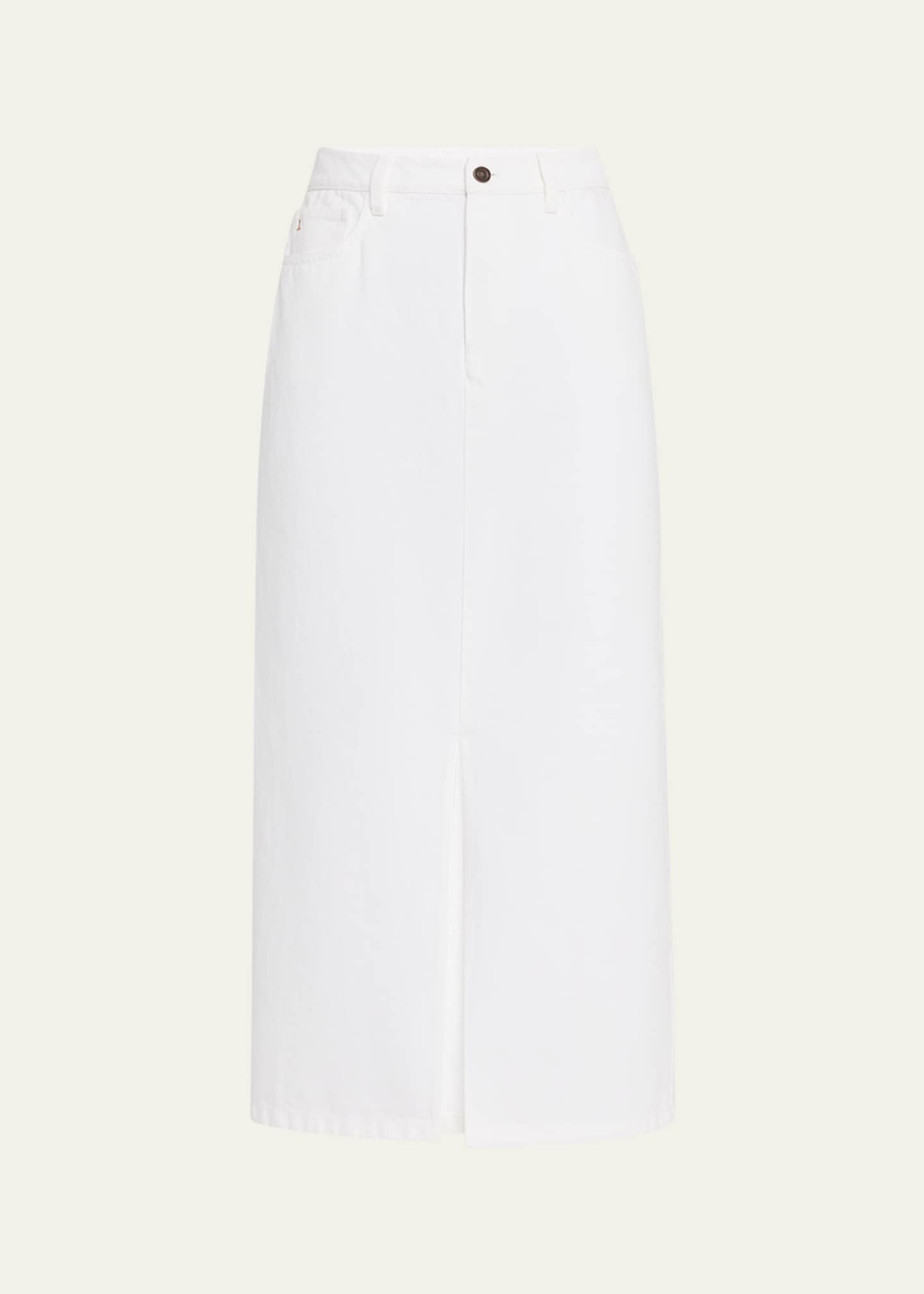 Lafayette 148 New York Front-Slit Cotton Midi Skirt Image 1 of 5