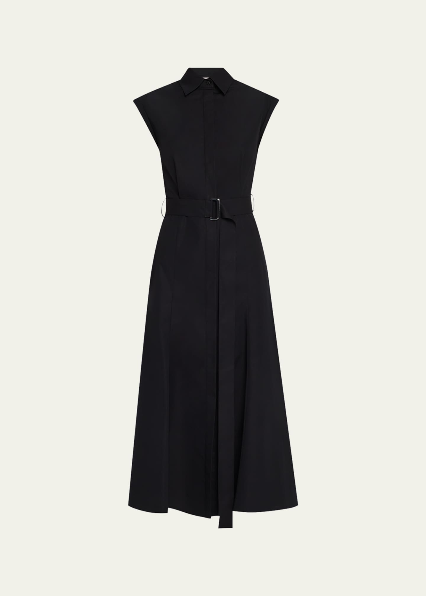 Lafayette 148 New York Belted Cap-Sleeve Cotton Midi Shirtdress Image 1 of 5