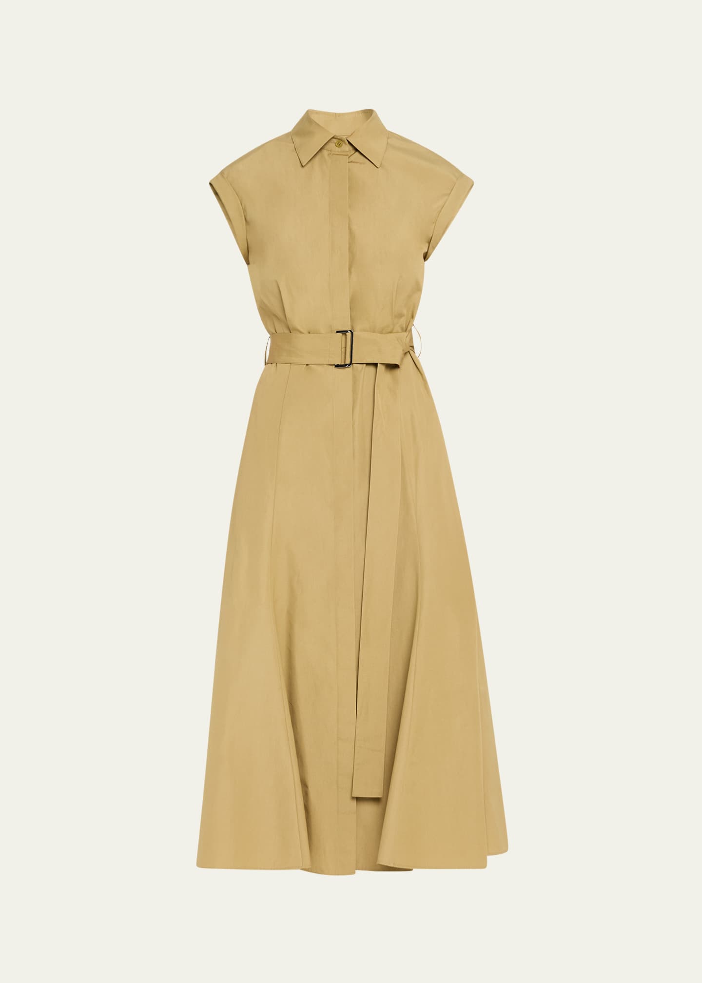 Lafayette 148 New York Belted Cap-Sleeve Cotton Midi Shirtdress Image 1 of 5