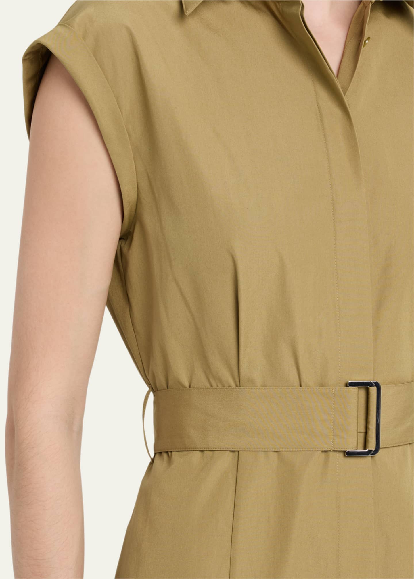 Lafayette 148 New York Belted Cap-Sleeve Cotton Midi Shirtdress Image 5 of 5