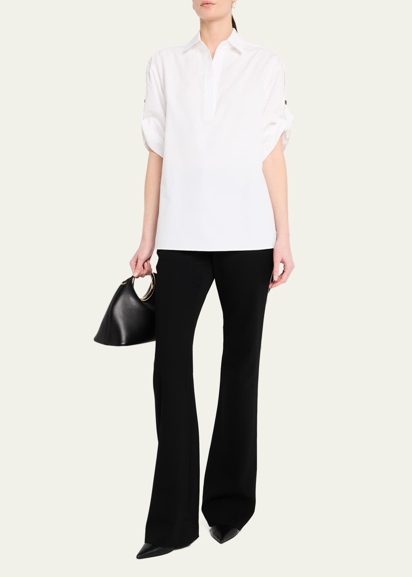 Lafayette 148 New York Tab-Sleeve Cotton Shirt Image 2 of 5