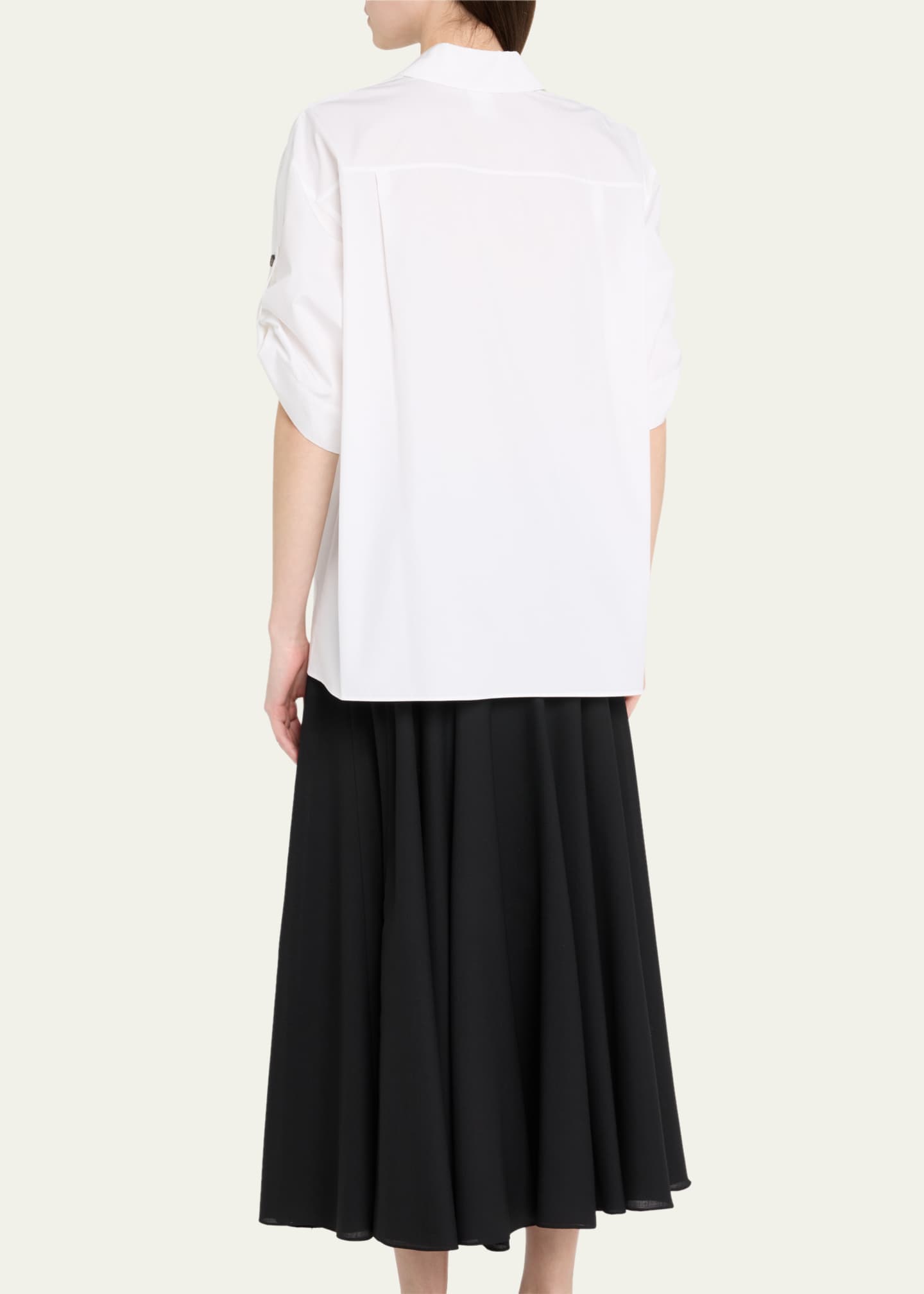 Lafayette 148 New York Tab-Sleeve Cotton Shirt Image 3 of 5
