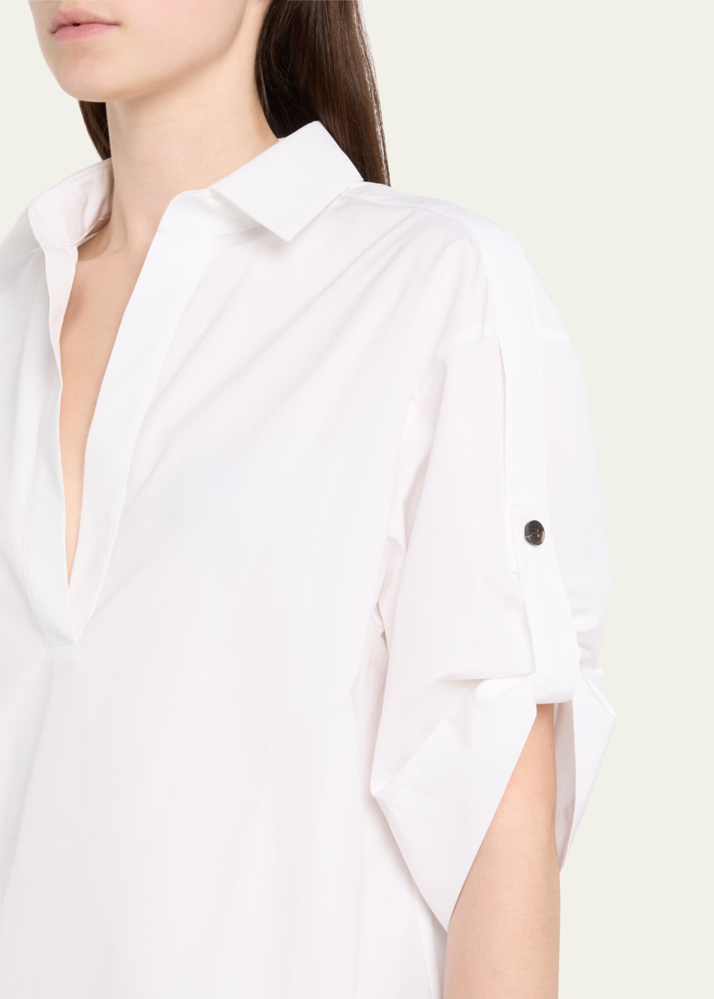 Lafayette 148 New York Tab-Sleeve Cotton Shirt Image 5 of 5