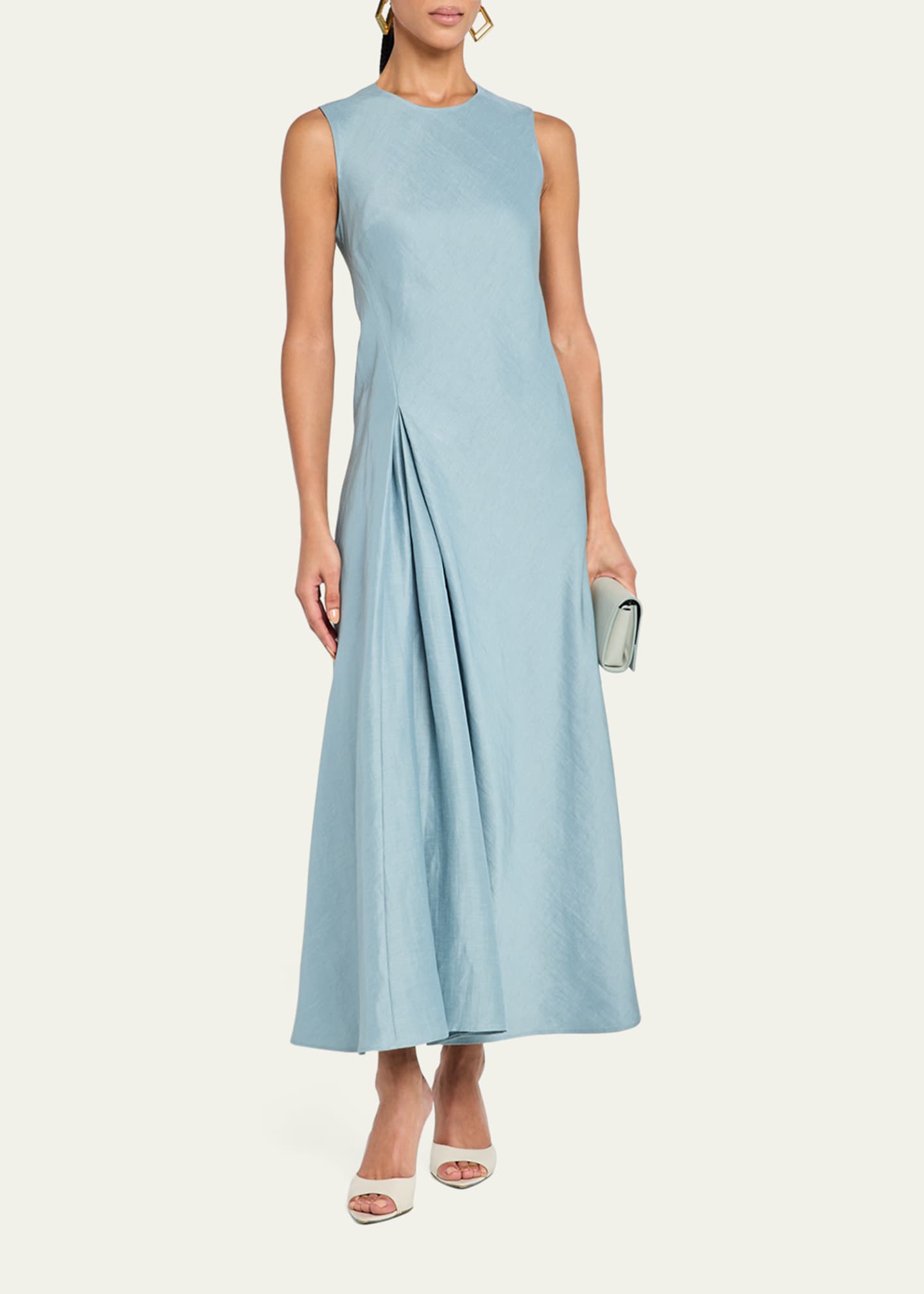 Lafayette 148 New York Sleeveless Pleated A-Line Maxi Dress Image 2 of 5