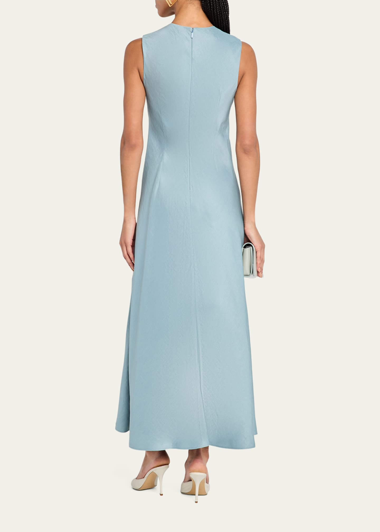 Lafayette 148 New York Sleeveless Pleated A-Line Maxi Dress Image 3 of 5