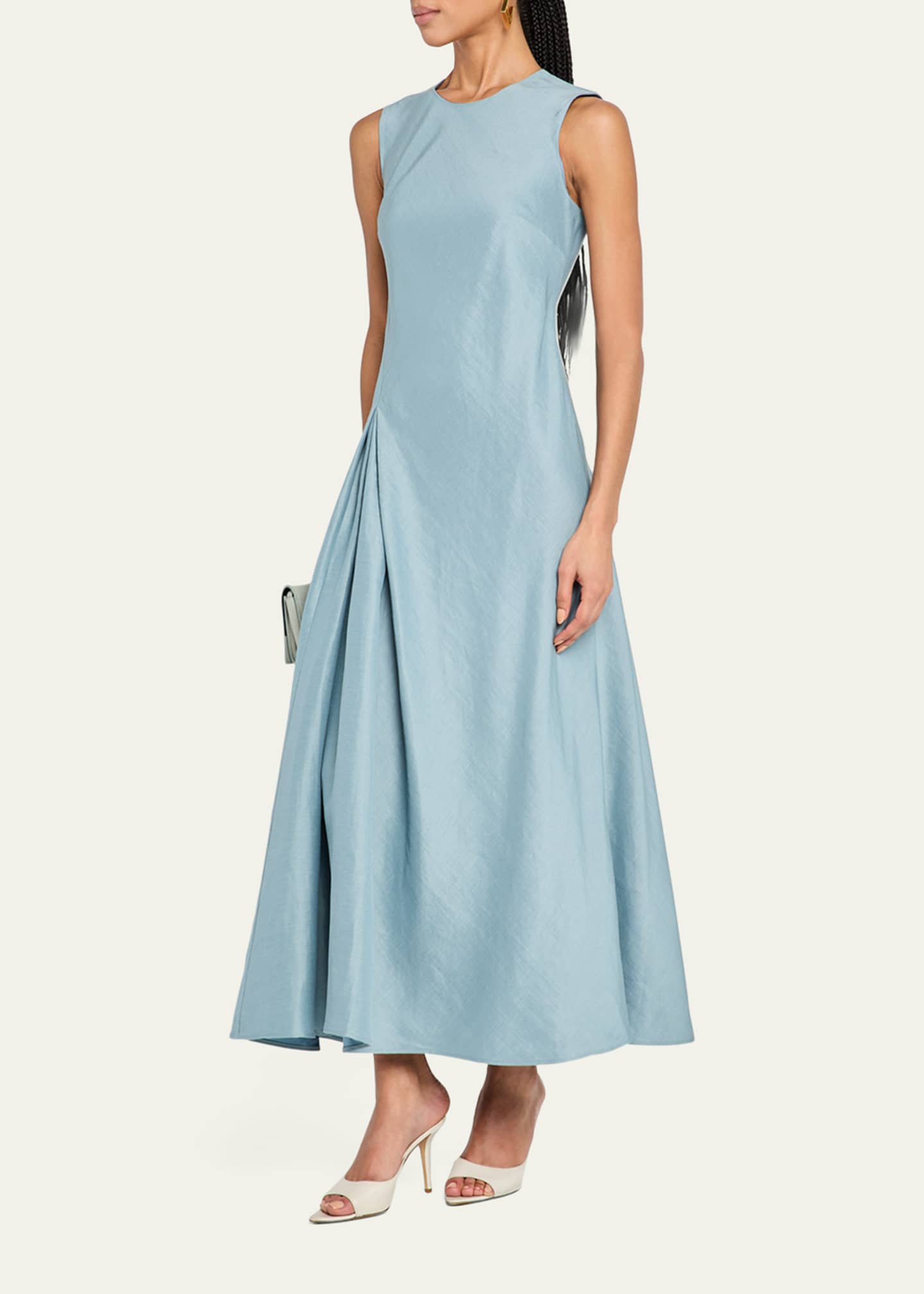 Lafayette 148 New York Sleeveless Pleated A-Line Maxi Dress Image 4 of 5