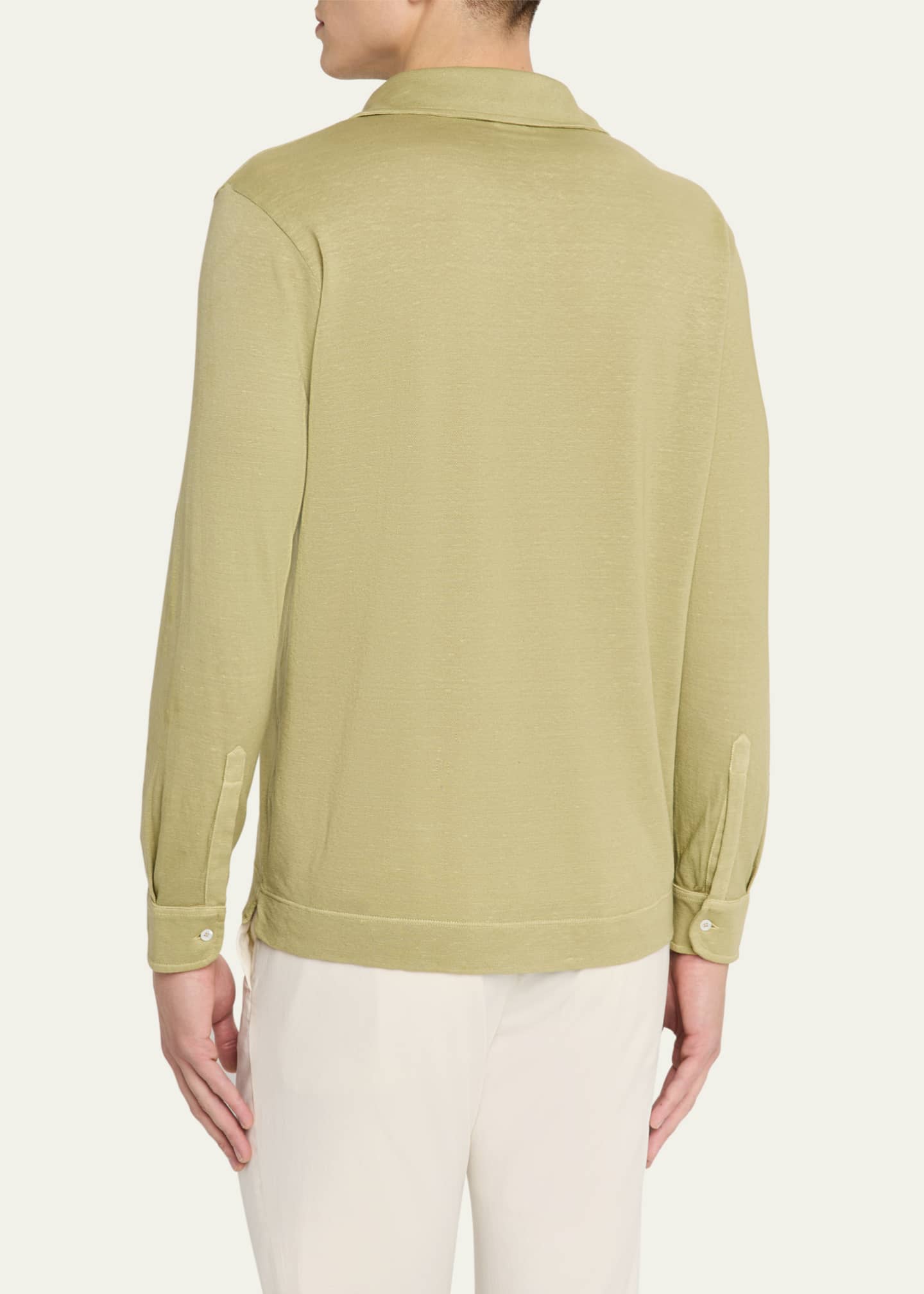 Massimo Alba Men's Raya Linen and Cotton Long-Sleeve Polo Shirt Image 3 of 5
