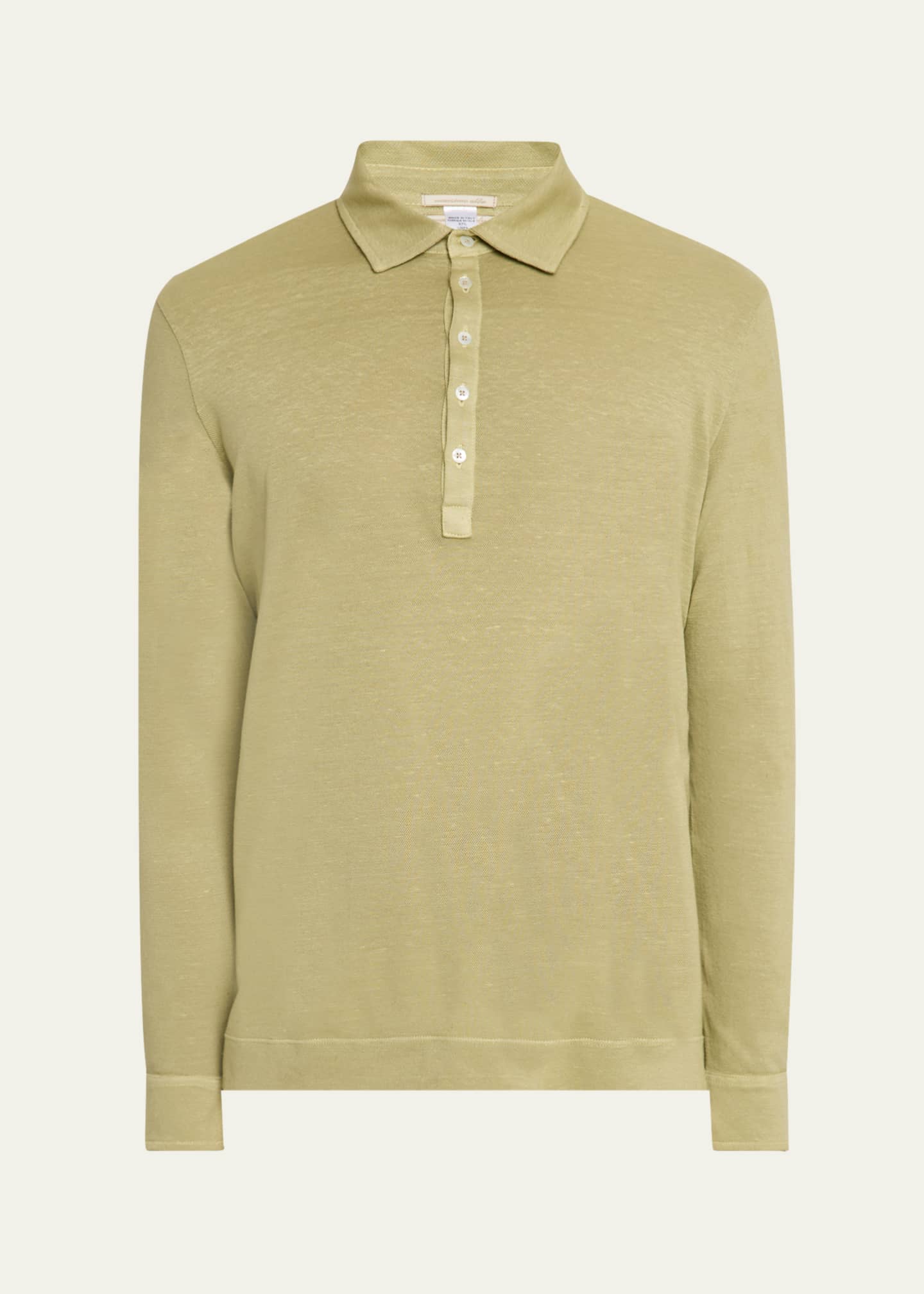 Massimo Alba Men's Raya Linen and Cotton Long-Sleeve Polo Shirt Image 1 of 5