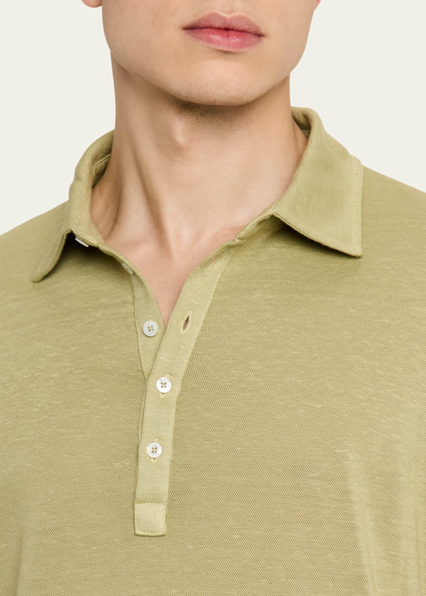 Massimo Alba Men's Raya Linen and Cotton Long-Sleeve Polo Shirt Image 5 of 5
