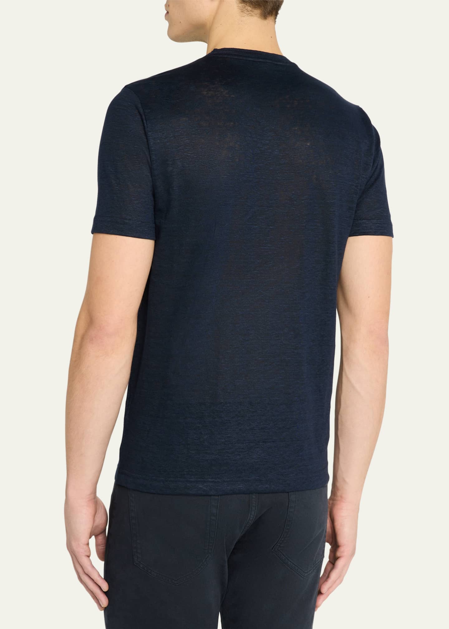 Loro Piana Men's Sam Linen Crewneck T-Shirt Image 3 of 5