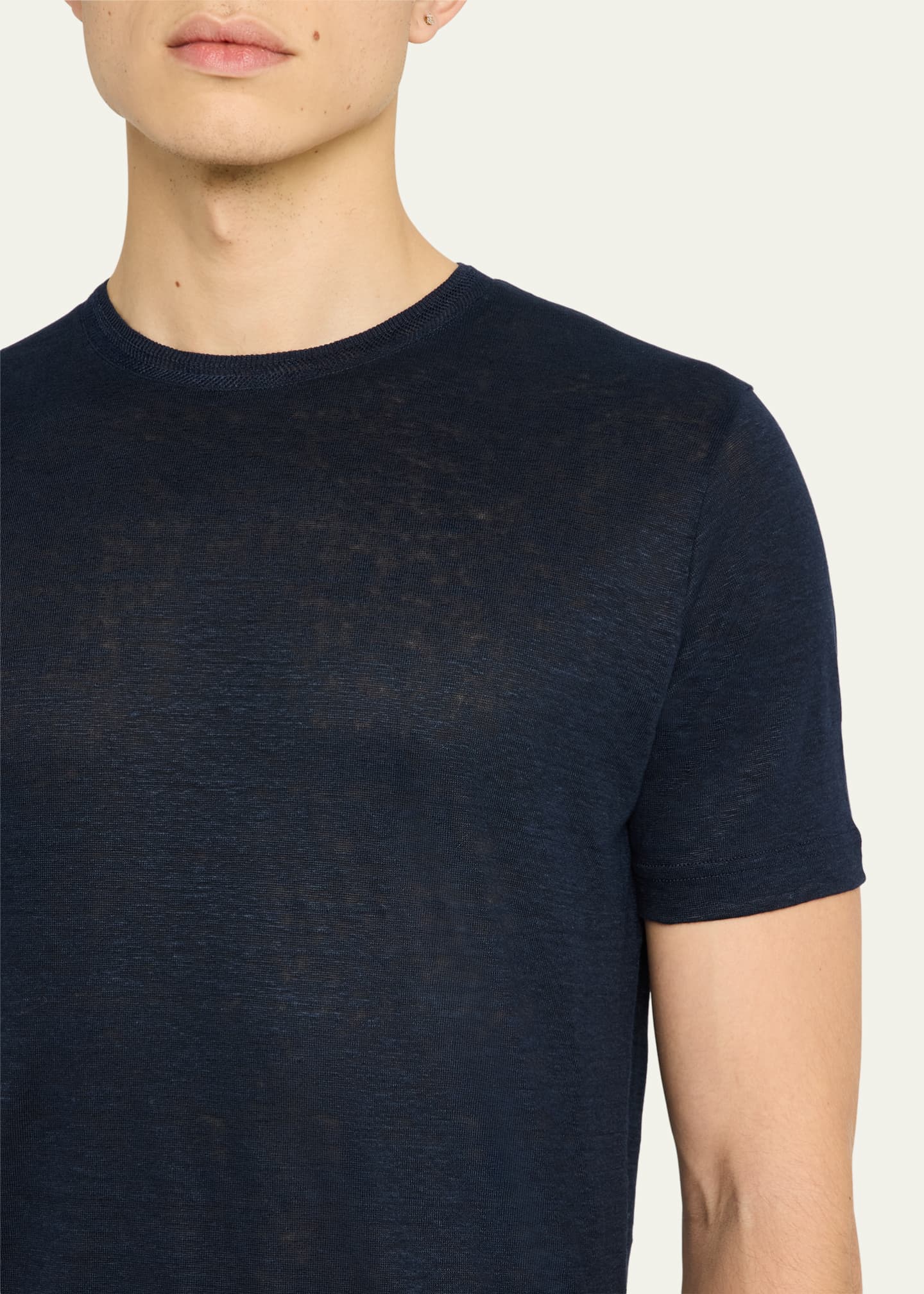 Loro Piana Men's Sam Linen Crewneck T-Shirt Image 5 of 5