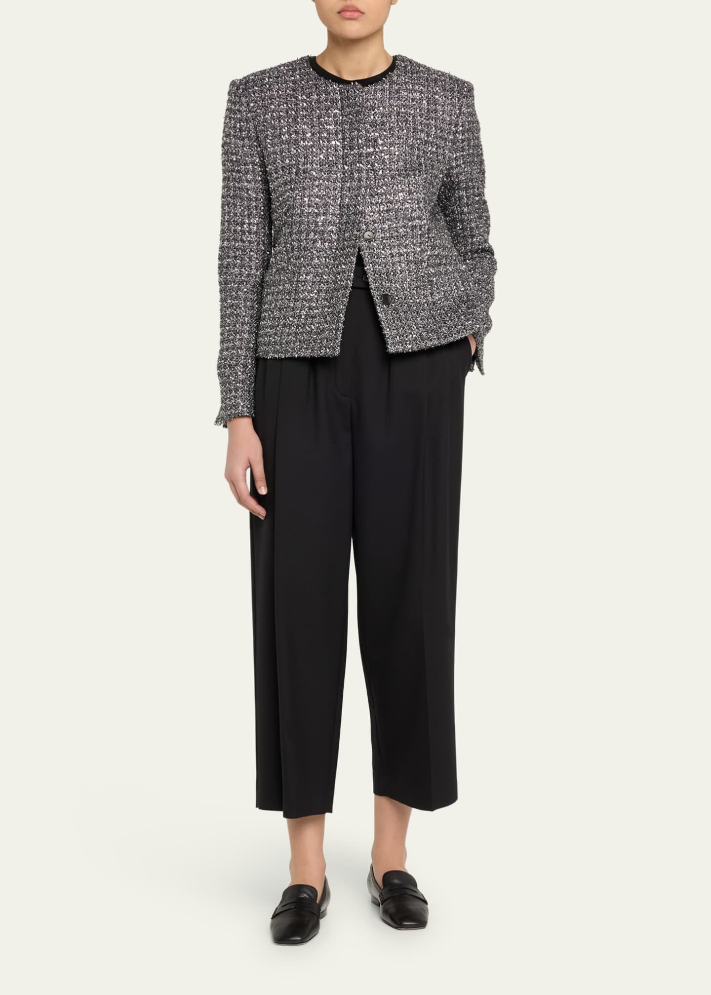 Metallic Paillette Tweed Shrunken Jacket