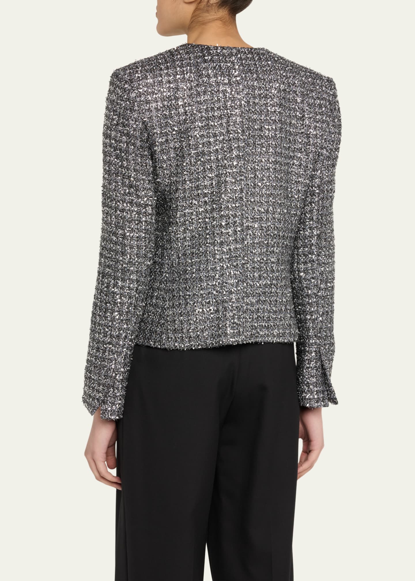 Metallic Paillette Tweed Shrunken Jacket