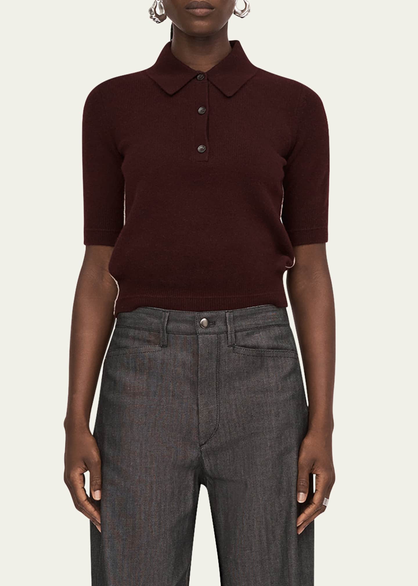 MARIA MCMANUS Petite Polo Cashmere Top Image 4 of 5