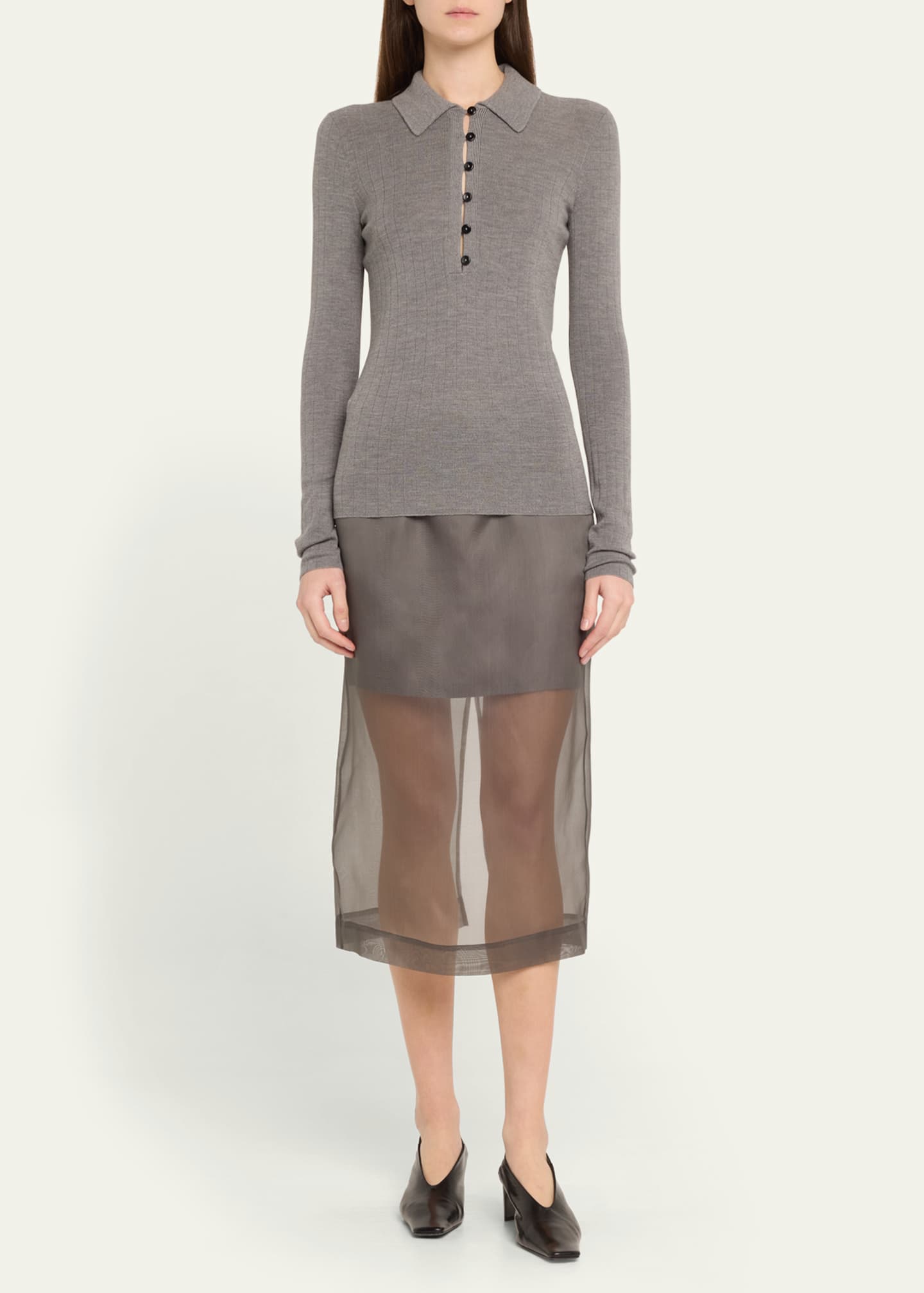 MARIA MCMANUS Kissing Placket Polo Merino Wool Top Image 2 of 5