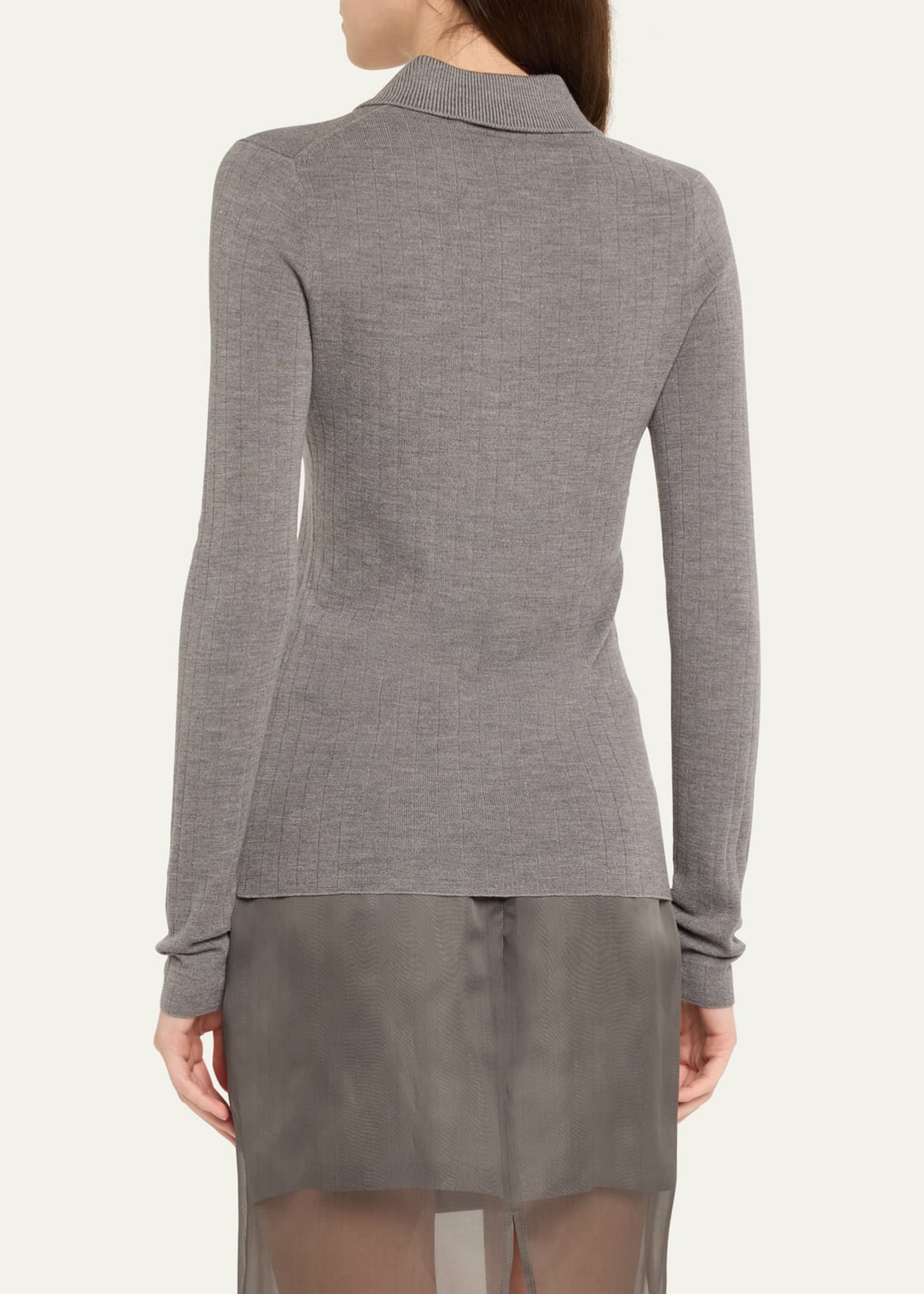 MARIA MCMANUS Kissing Placket Polo Merino Wool Top Image 3 of 5
