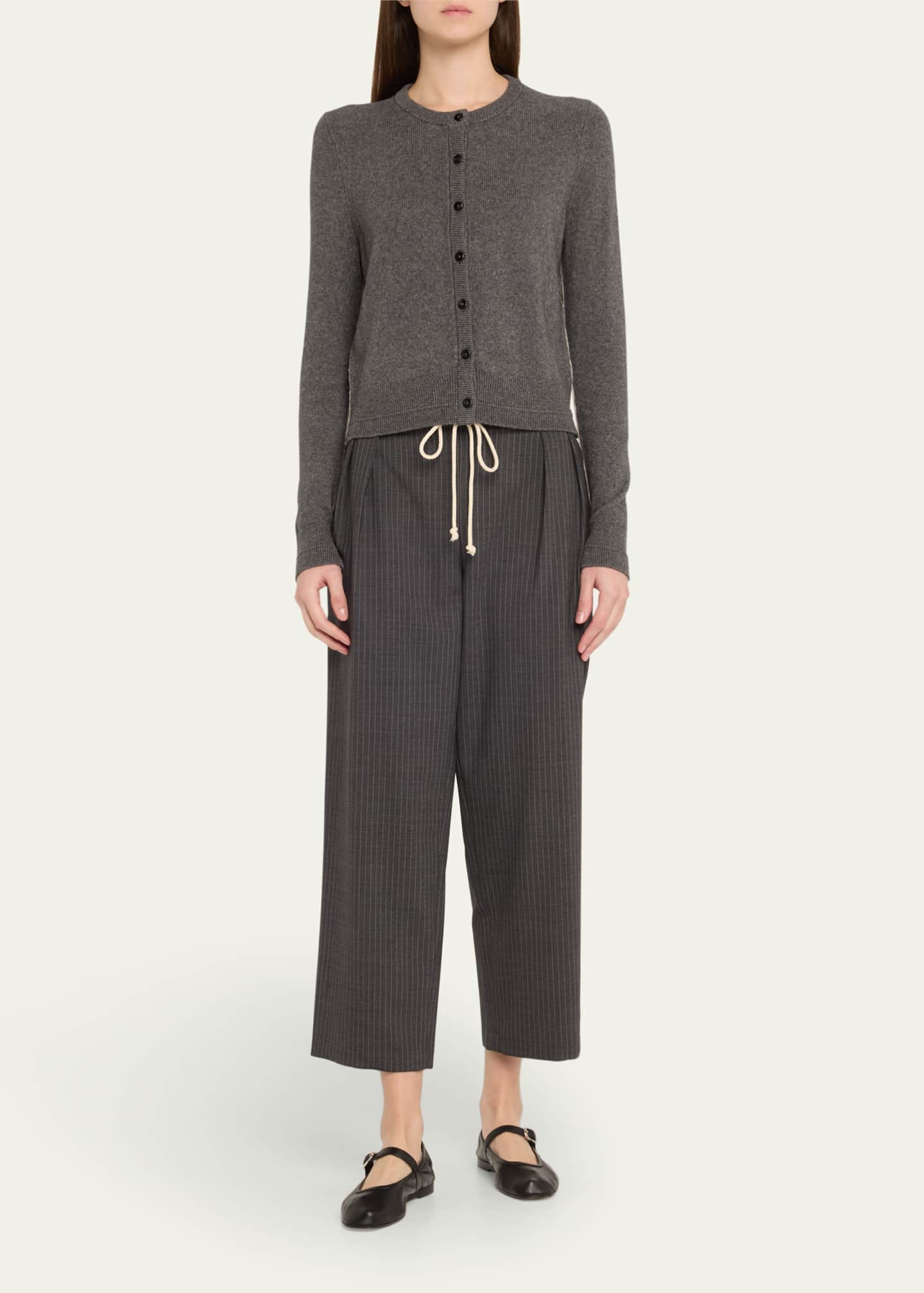 MARIA MCMANUS Pinstripe Cosy Drawstring Wool Pants Image 2 of 5