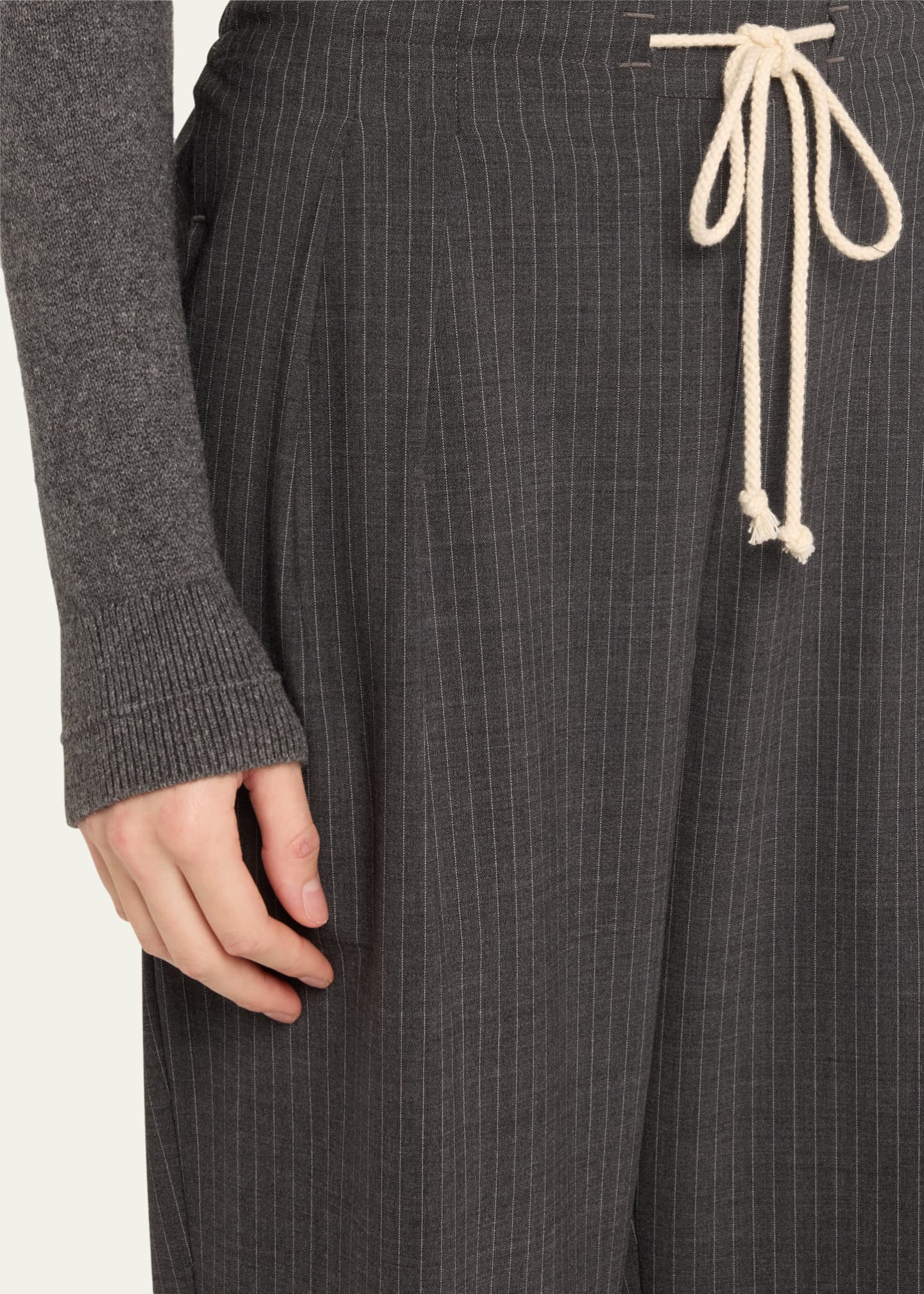 MARIA MCMANUS Pinstripe Cosy Drawstring Wool Pants Image 5 of 5