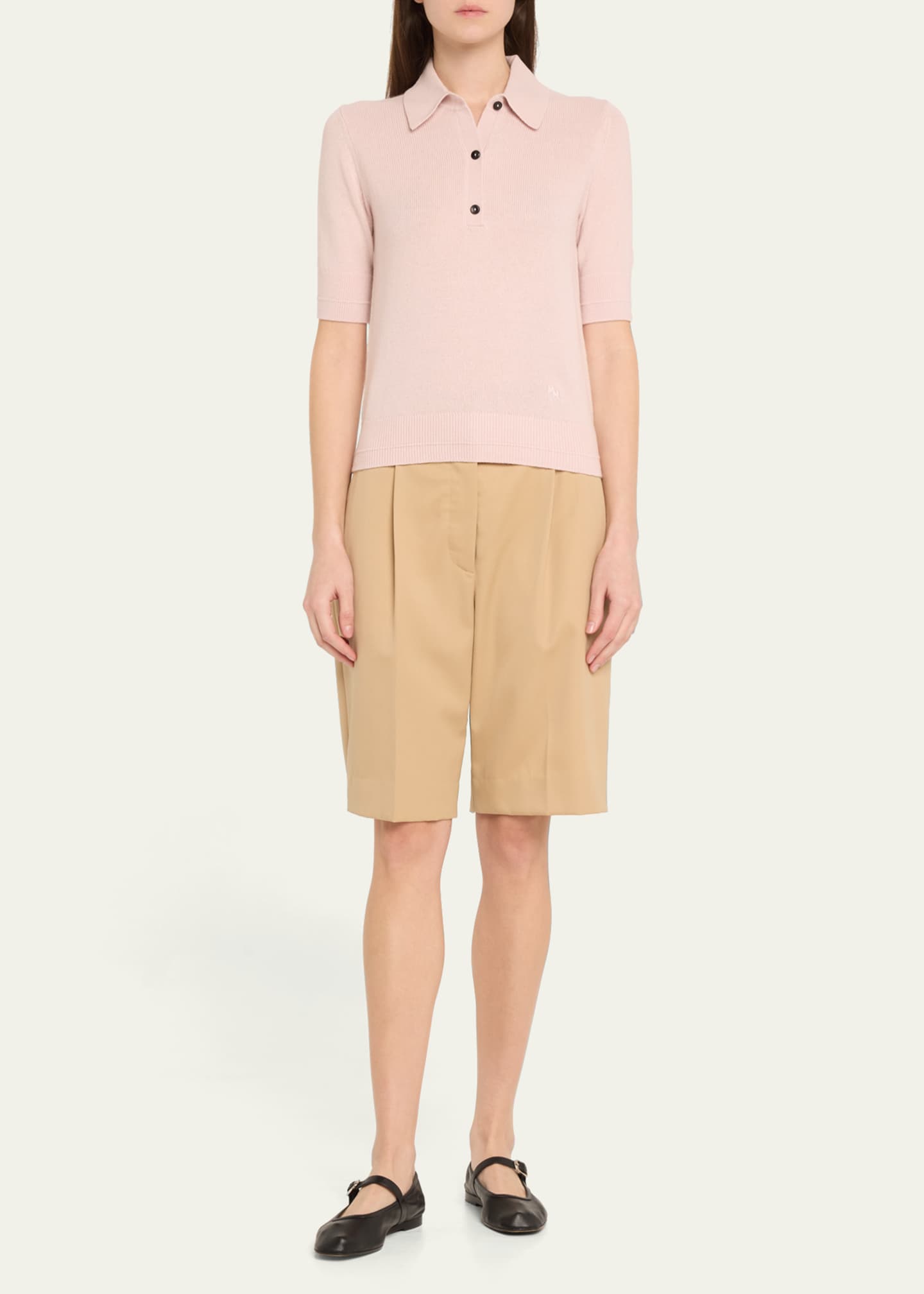 MARIA MCMANUS Cashmere Short-Sleeve Petite Polo Shirt Image 2 of 5