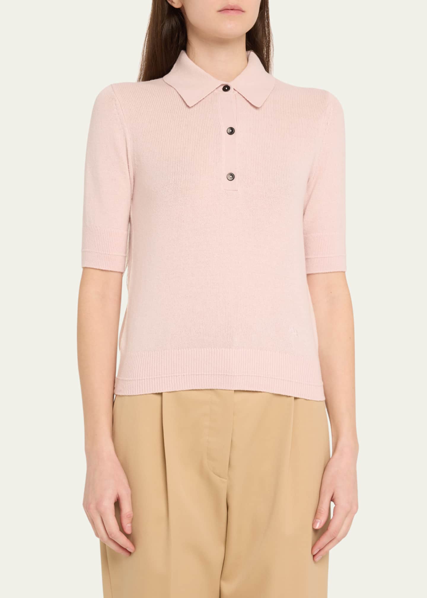 MARIA MCMANUS Cashmere Short-Sleeve Petite Polo Shirt Image 4 of 5