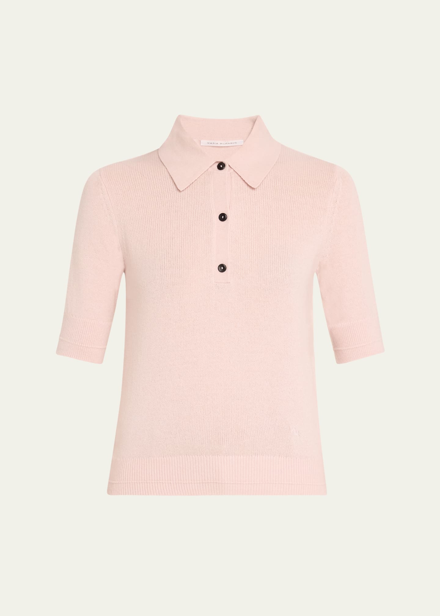 MARIA MCMANUS Cashmere Short-Sleeve Petite Polo Shirt Image 1 of 5