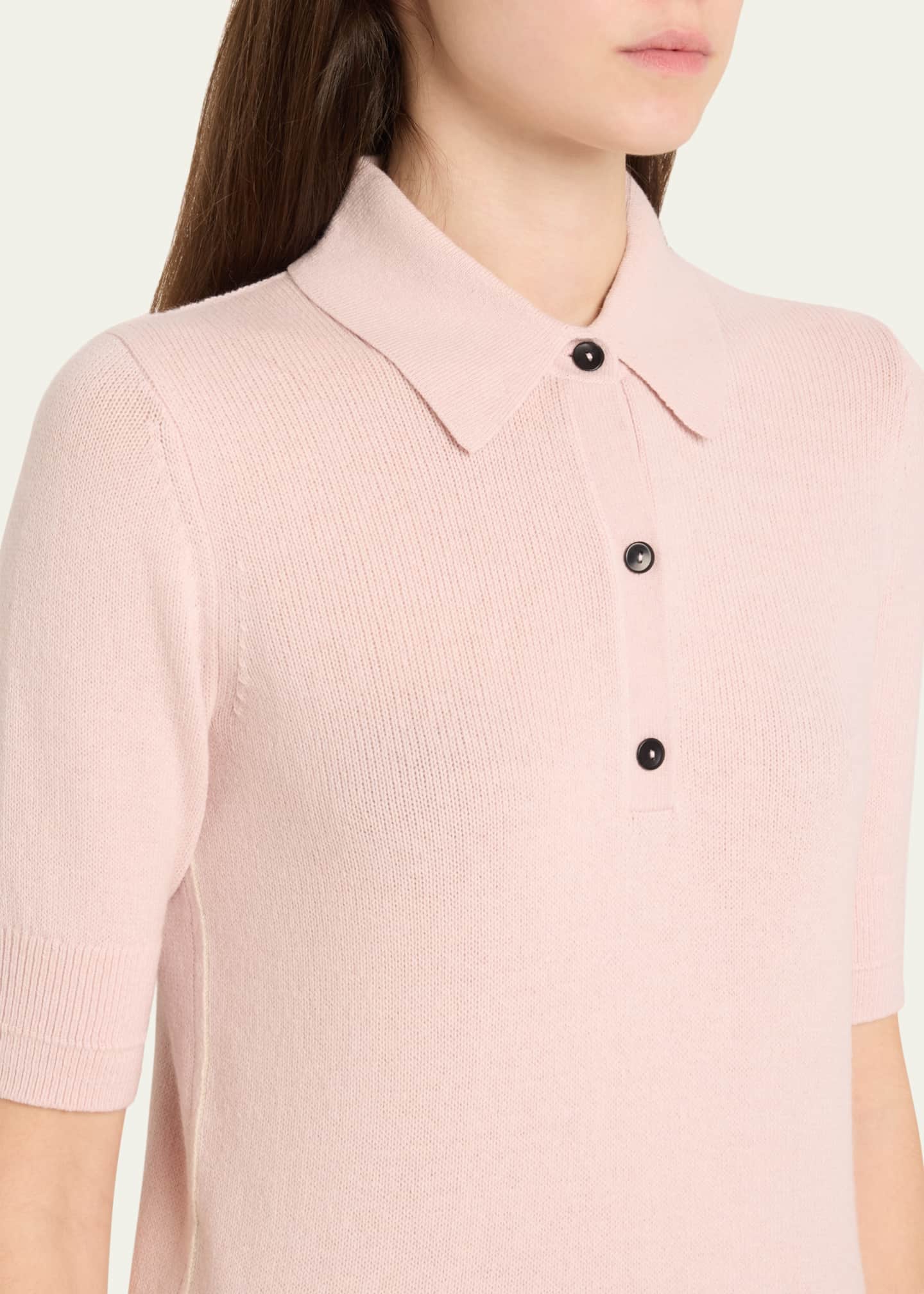 MARIA MCMANUS Cashmere Short-Sleeve Petite Polo Shirt Image 5 of 5