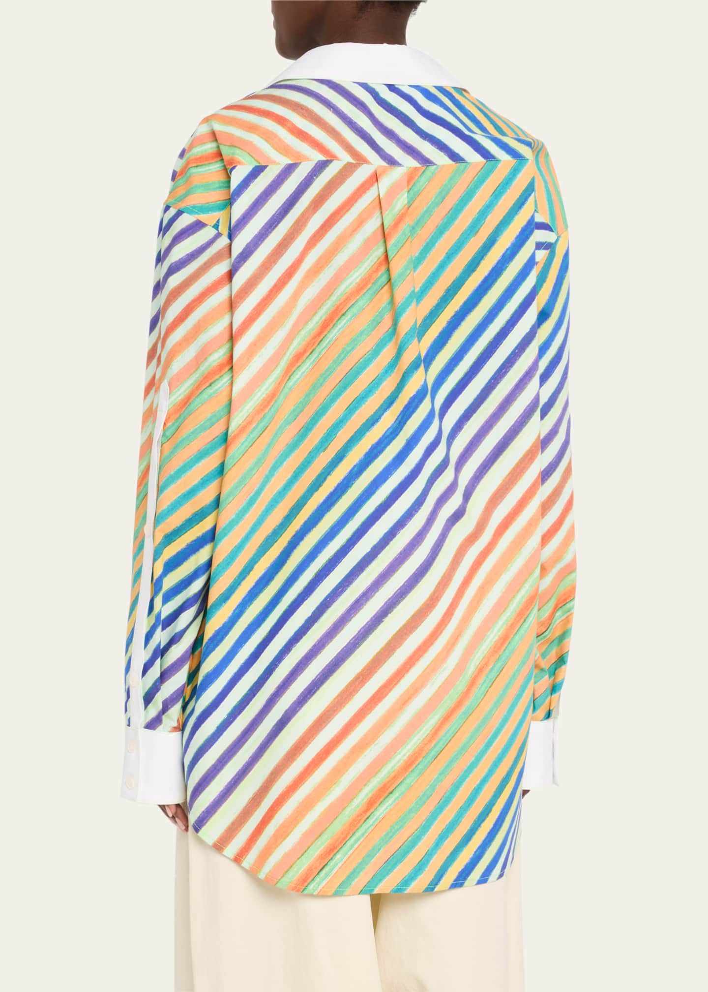 CHRISTOPHER JOHN ROGERS Striped Bias Button-Down Shirt Image 3 of 5