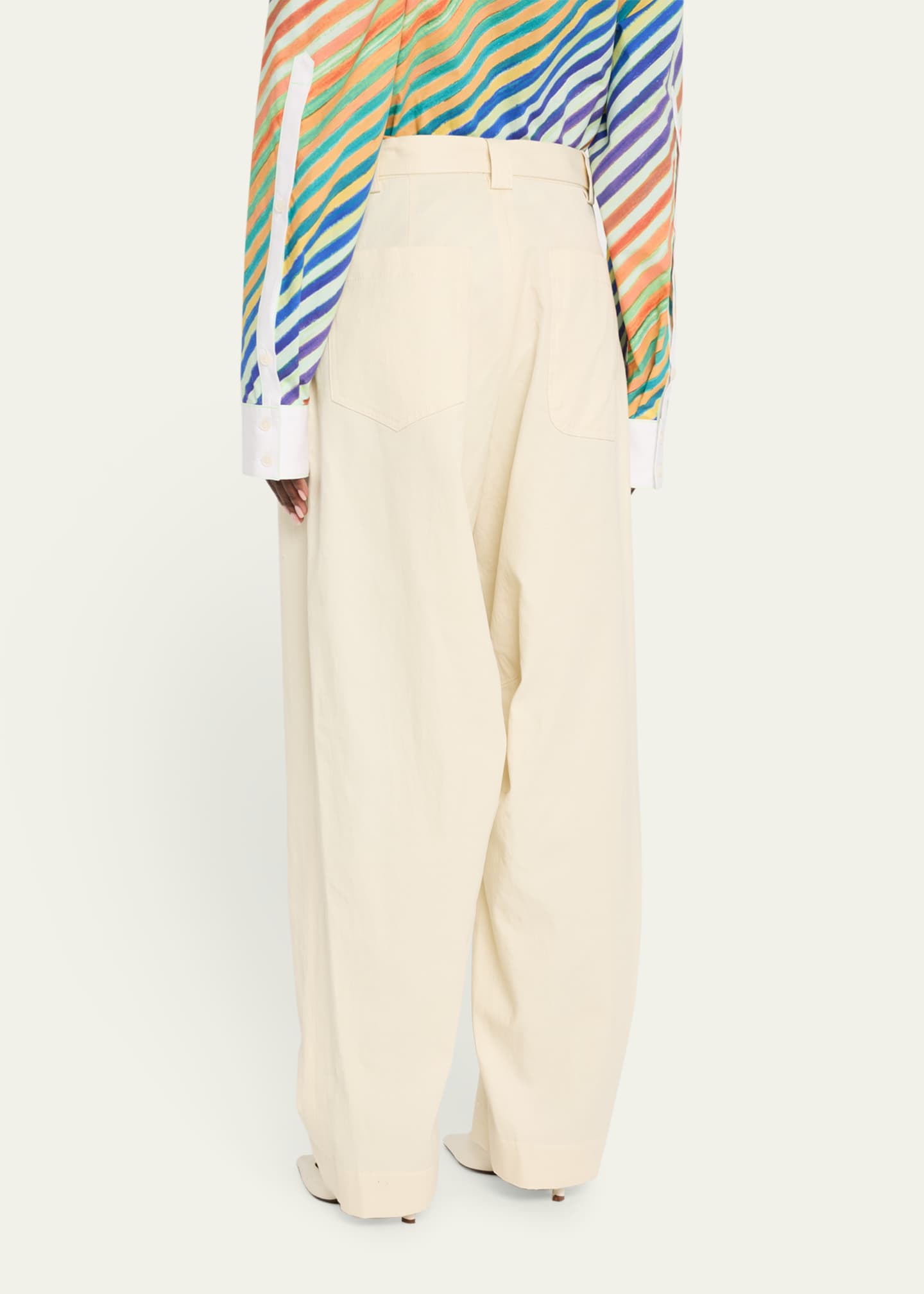 CHRISTOPHER JOHN ROGERS Patch-Pocket Barrel-Leg Belted Trousers Image 3 of 4