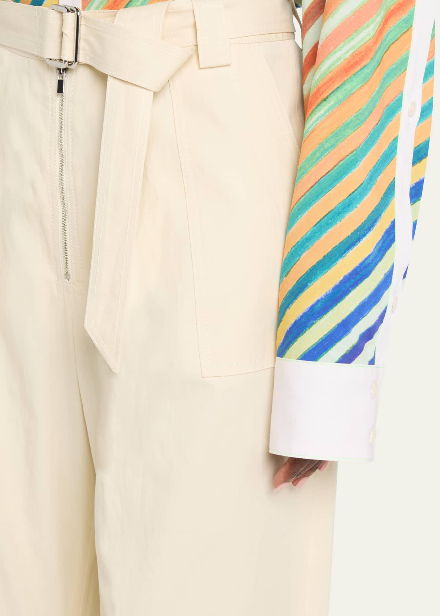 CHRISTOPHER JOHN ROGERS Patch-Pocket Barrel-Leg Belted Trousers Image 4 of 4
