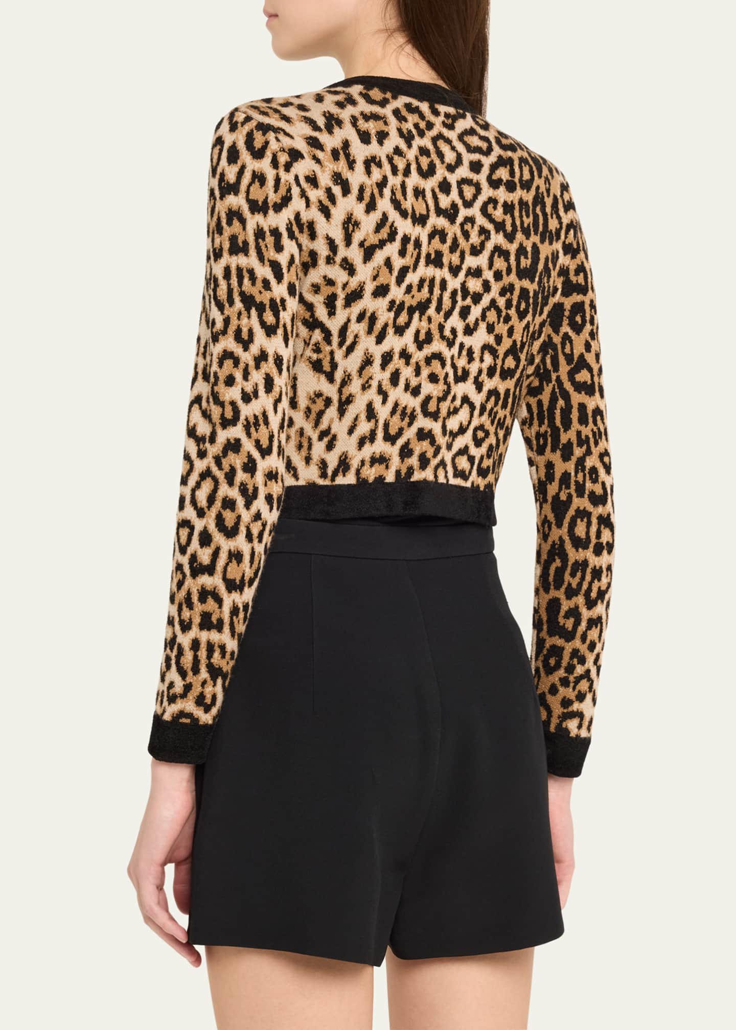 Alice + Olivia Claira Leopard Cropped Cardigan Image 3 of 5