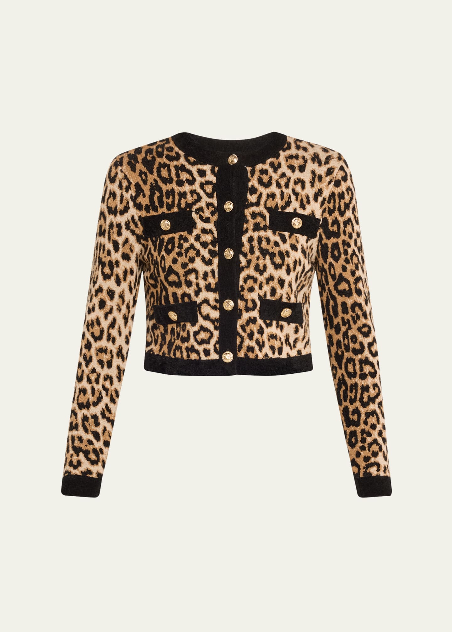 Alice + Olivia Claira Leopard Cropped Cardigan Image 1 of 5