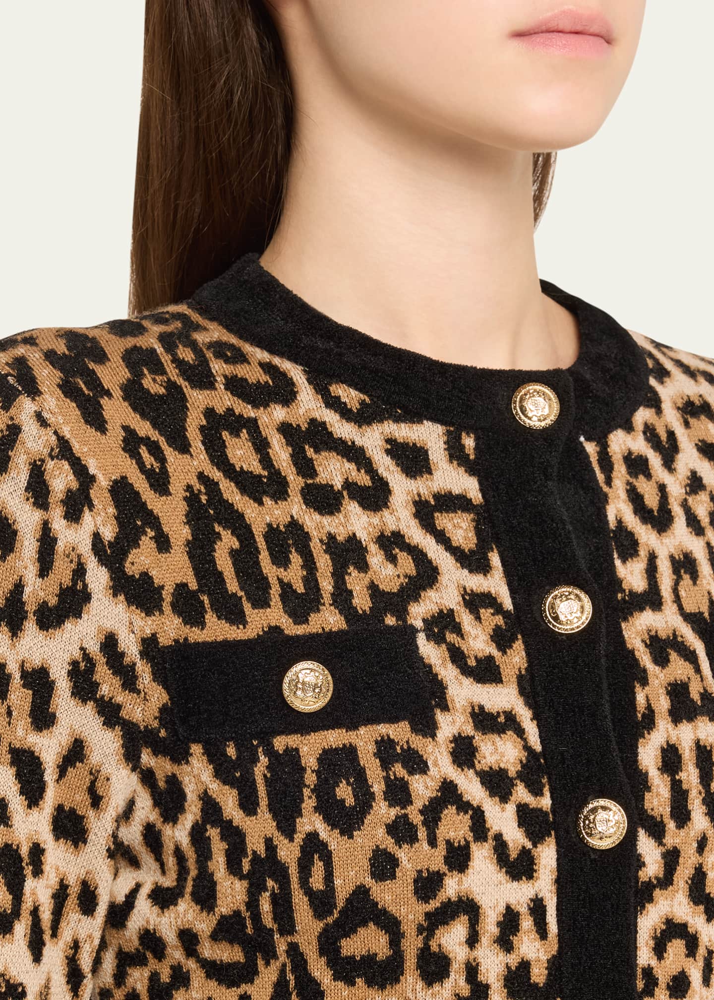 Alice + Olivia Claira Leopard Cropped Cardigan Image 5 of 5