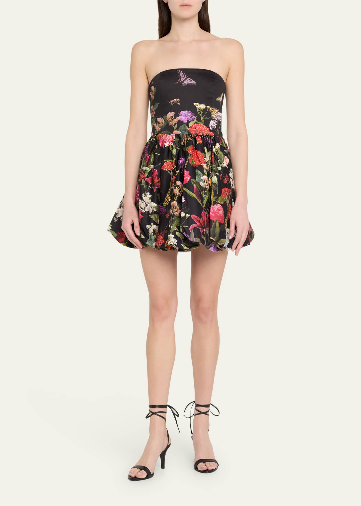 Alice + Olivia Asha Strapless Structured Bubble-Hem Mini Dress Image 2 of 5