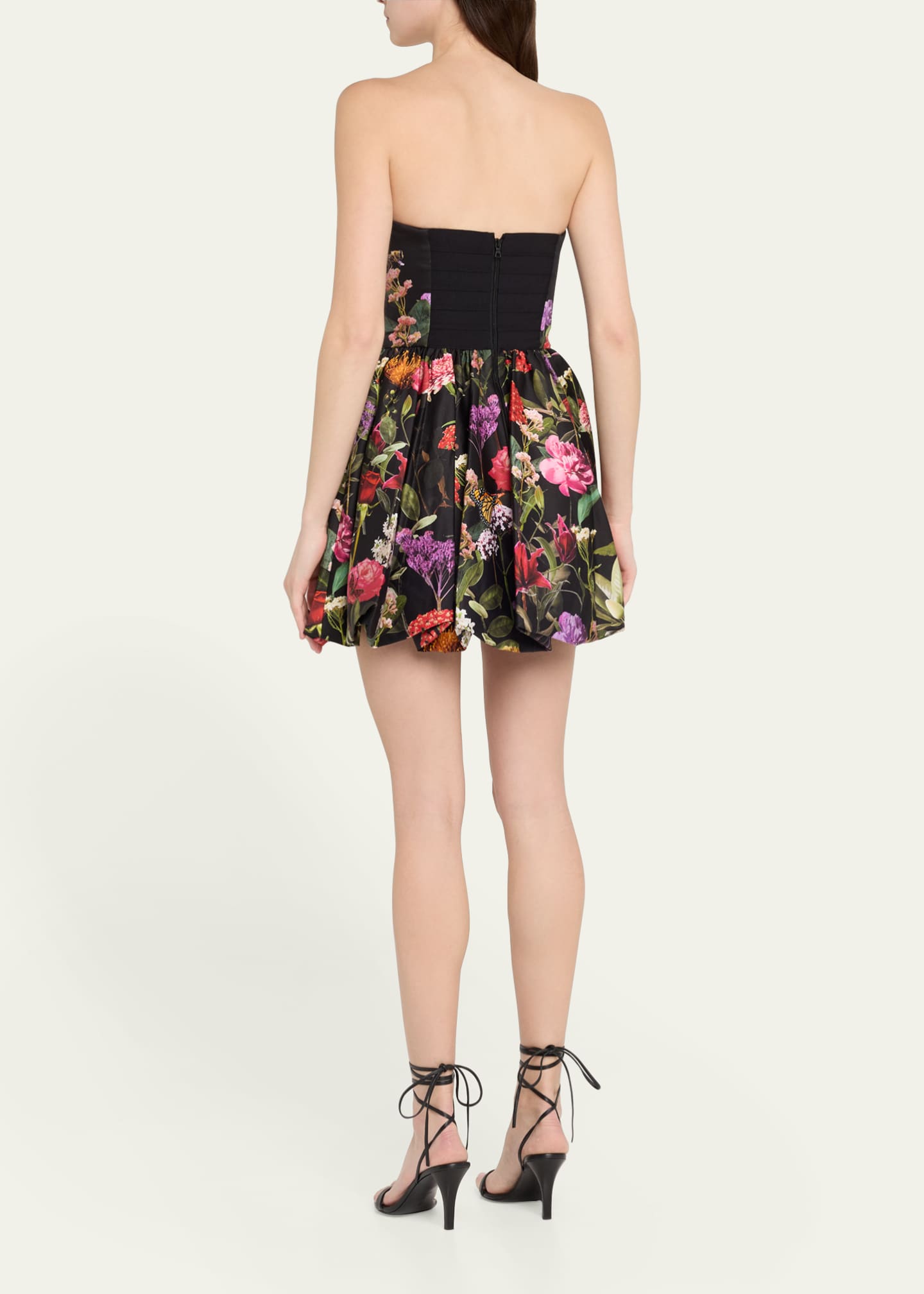 Alice + Olivia Asha Strapless Structured Bubble-Hem Mini Dress Image 3 of 5