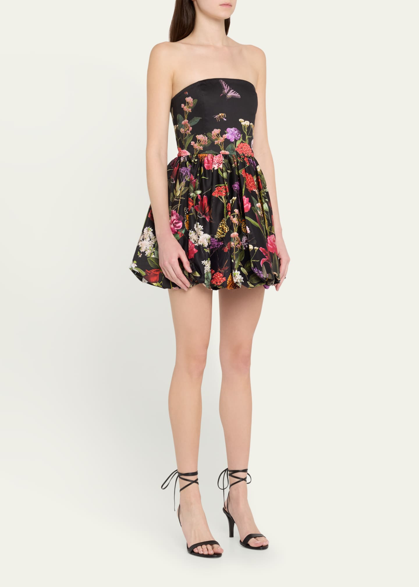 Alice + Olivia Asha Strapless Structured Bubble-Hem Mini Dress Image 4 of 5