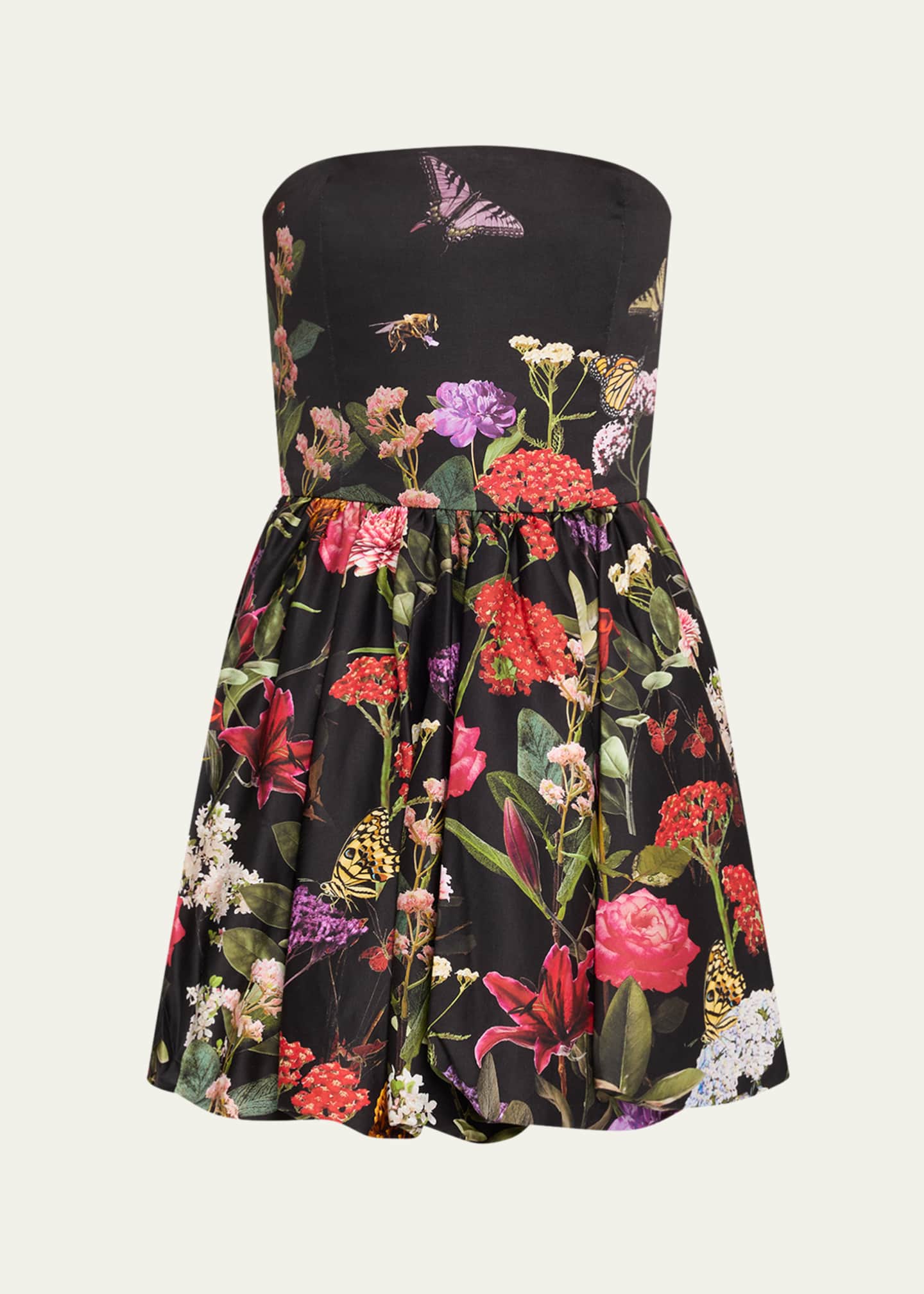 Alice + Olivia Asha Strapless Structured Bubble-Hem Mini Dress Image 1 of 5
