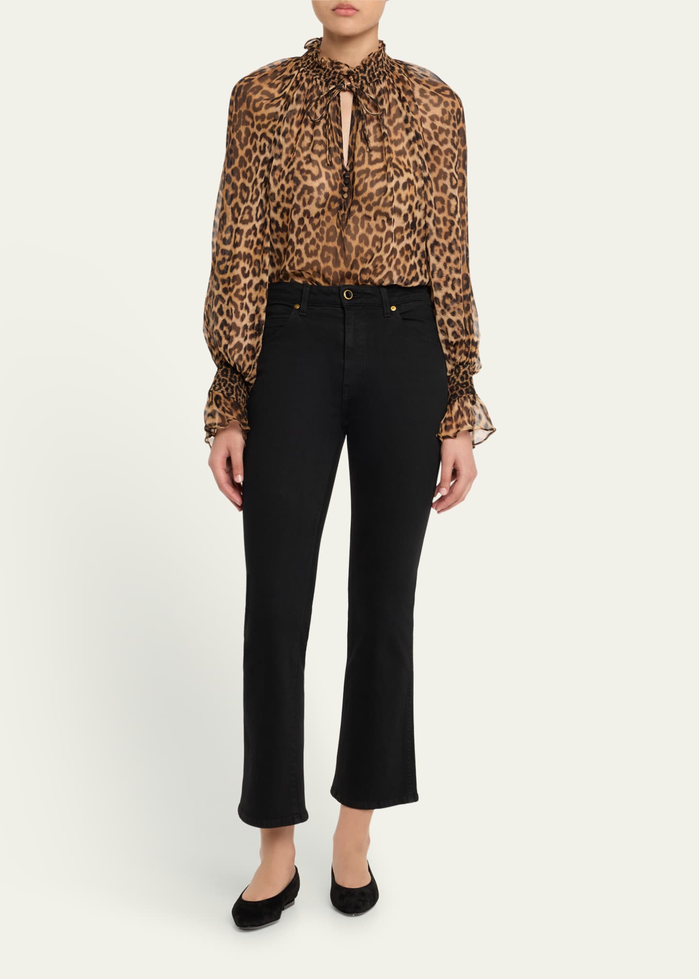 Alice + Olivia Catwalk Norah Tie-Neck Peasant Blouse Image 2 of 5