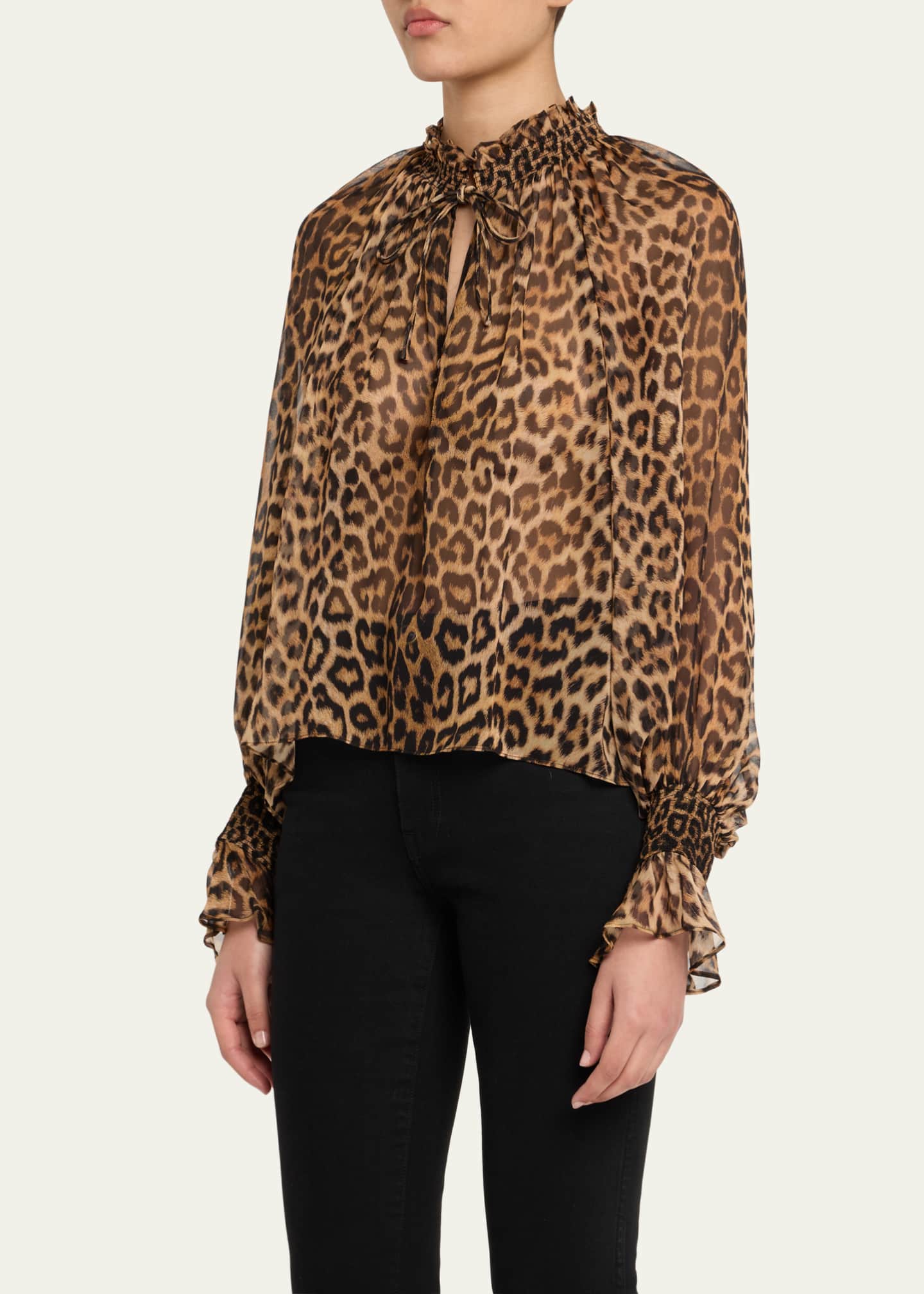 Alice + Olivia Catwalk Norah Tie-Neck Peasant Blouse Image 4 of 5