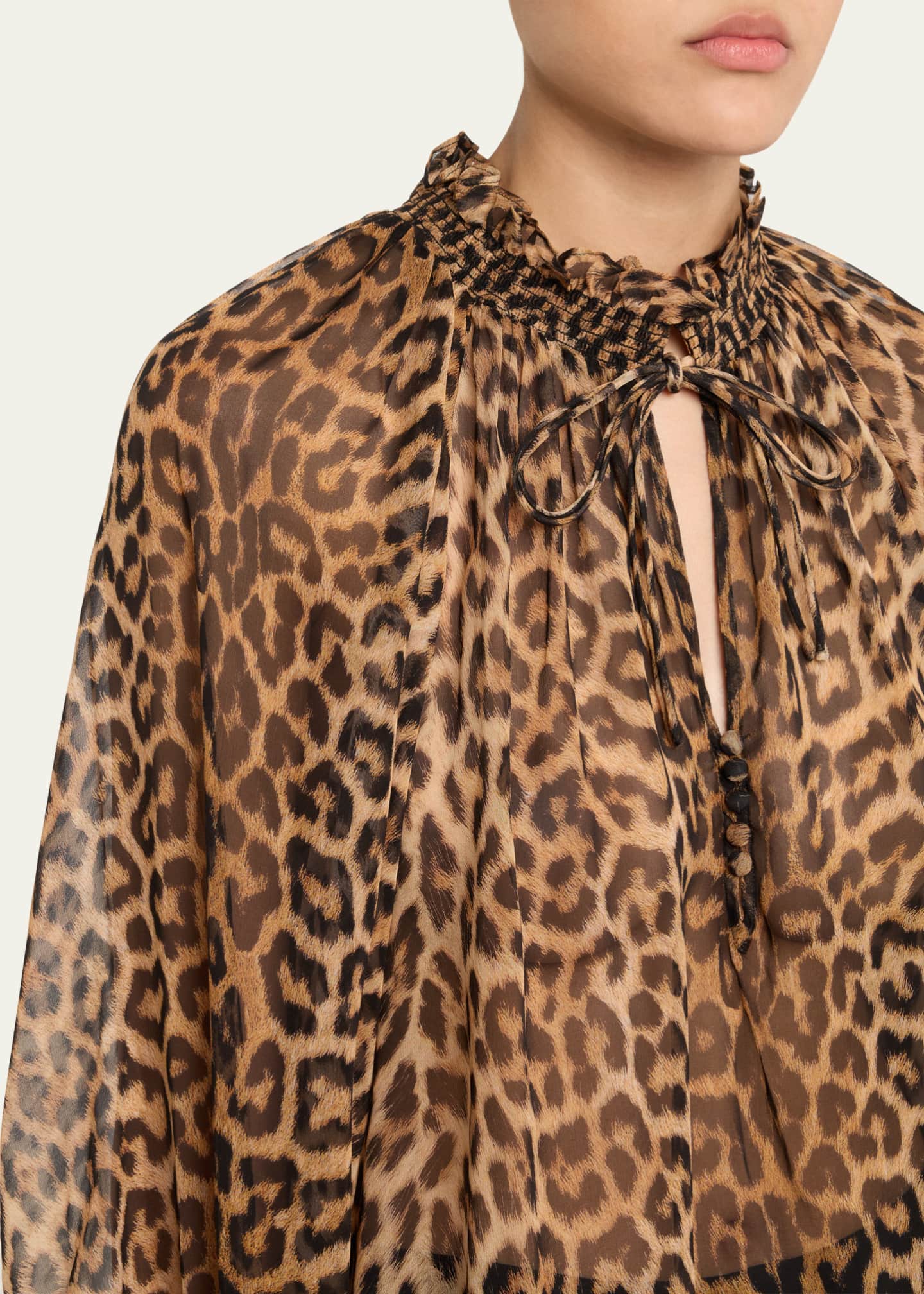 Alice + Olivia Catwalk Norah Tie-Neck Peasant Blouse Image 5 of 5