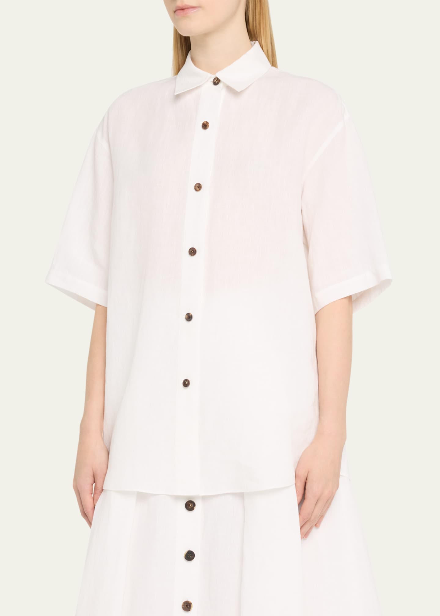 Lafayette 148 New York Oversized Button-Down Linen Shirt Image 4 of 5