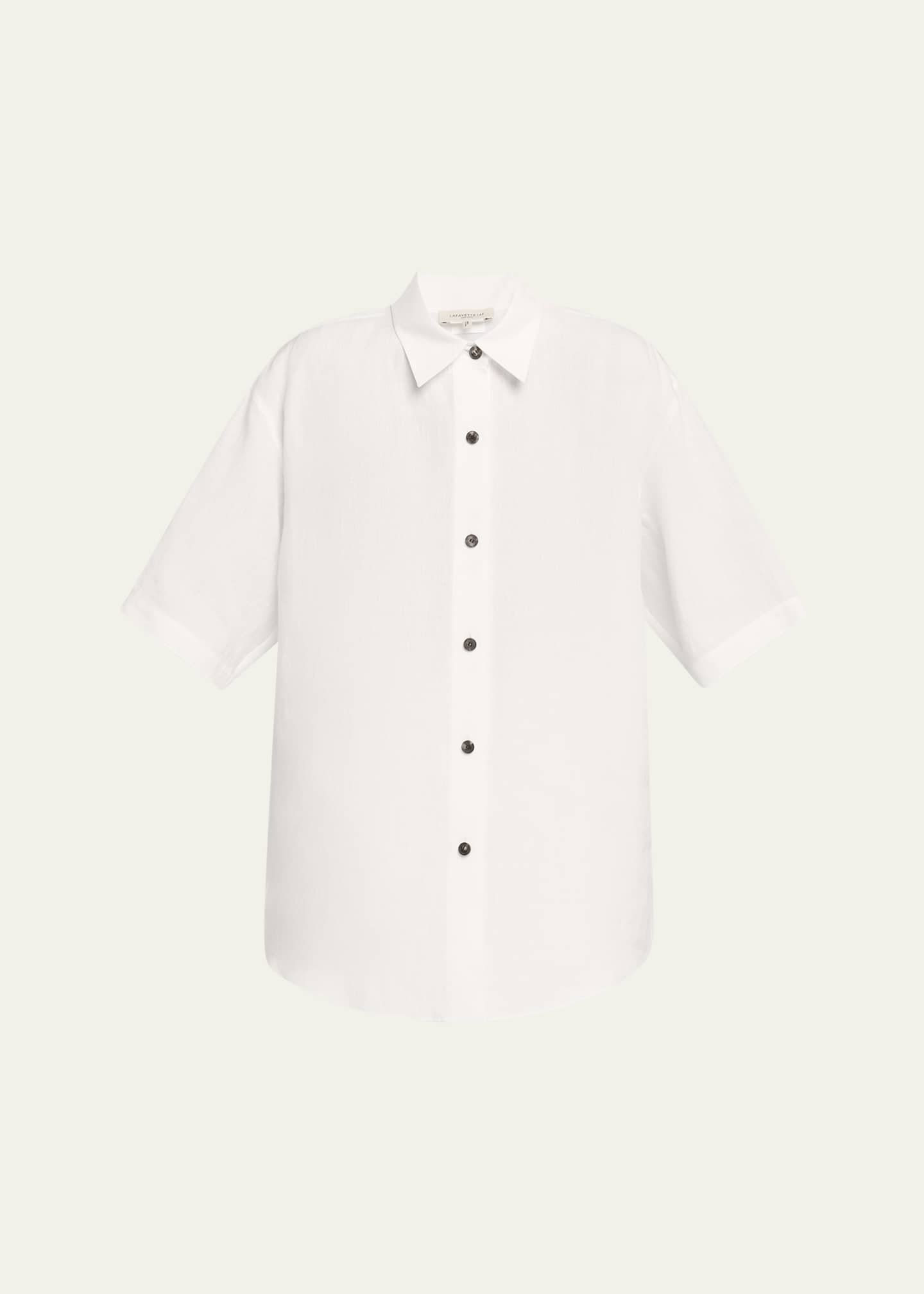 Lafayette 148 New York Oversized Button-Down Linen Shirt Image 1 of 5