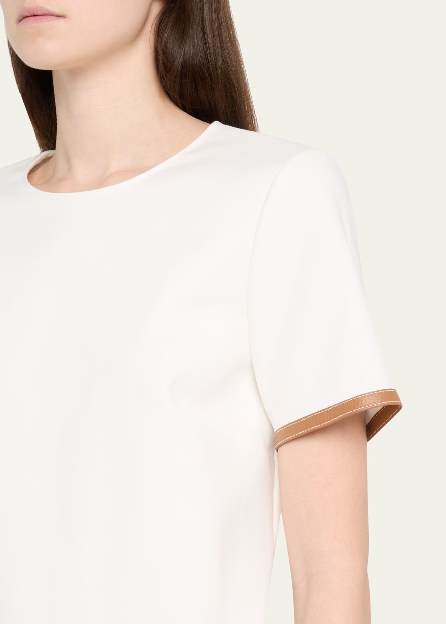 Lafayette 148 New York Leather-Trim Cotton Dress Image 5 of 5