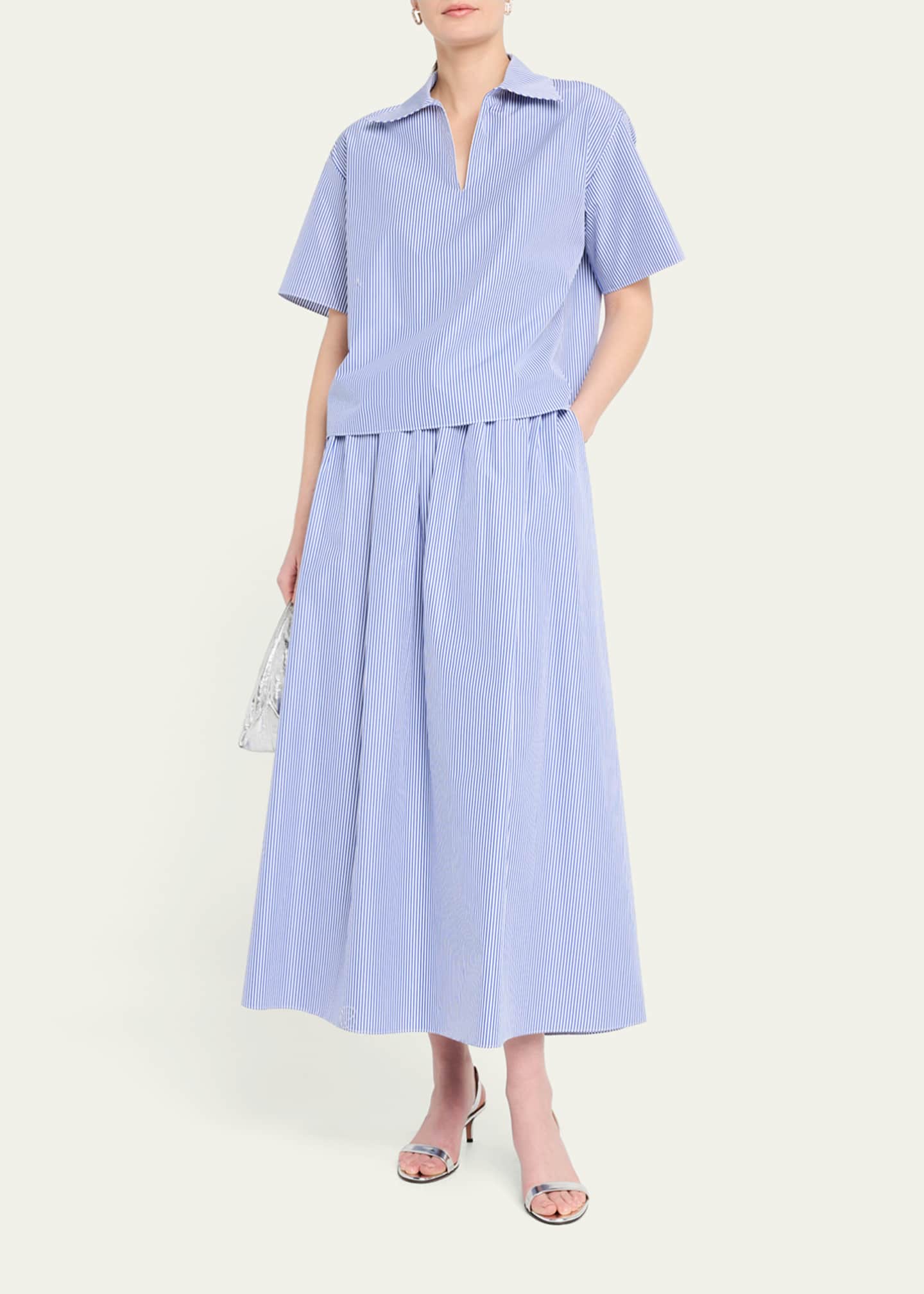 Lafayette 148 New York Gathered-Waist Striped Skirt Image 2 of 5