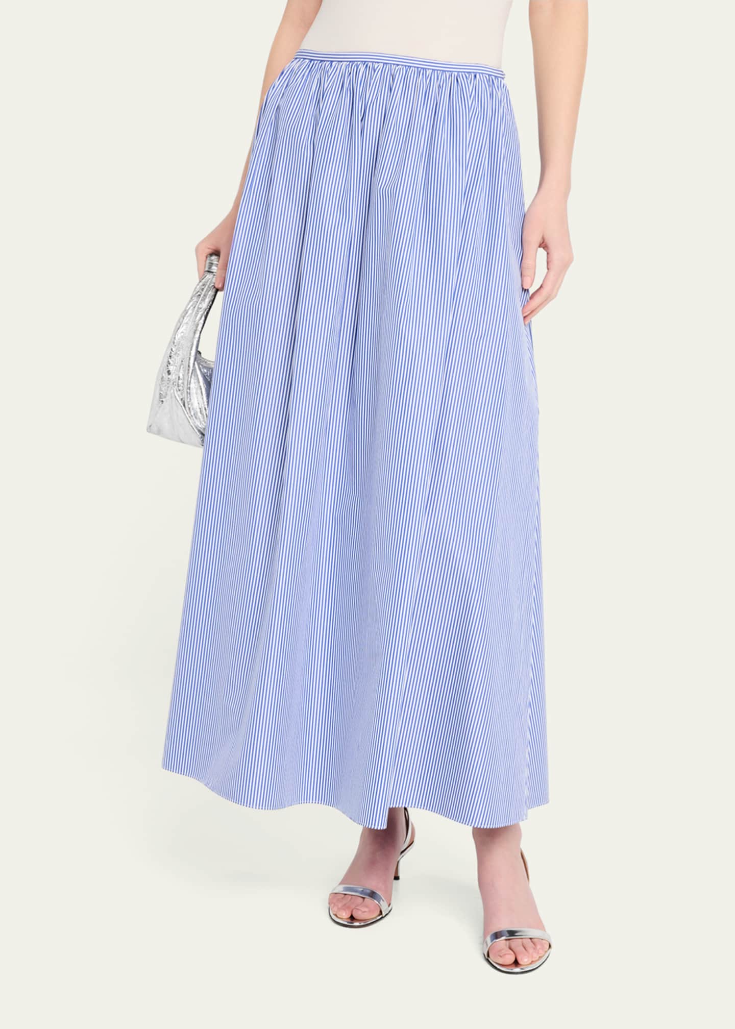 Lafayette 148 New York Gathered-Waist Striped Skirt Image 4 of 5