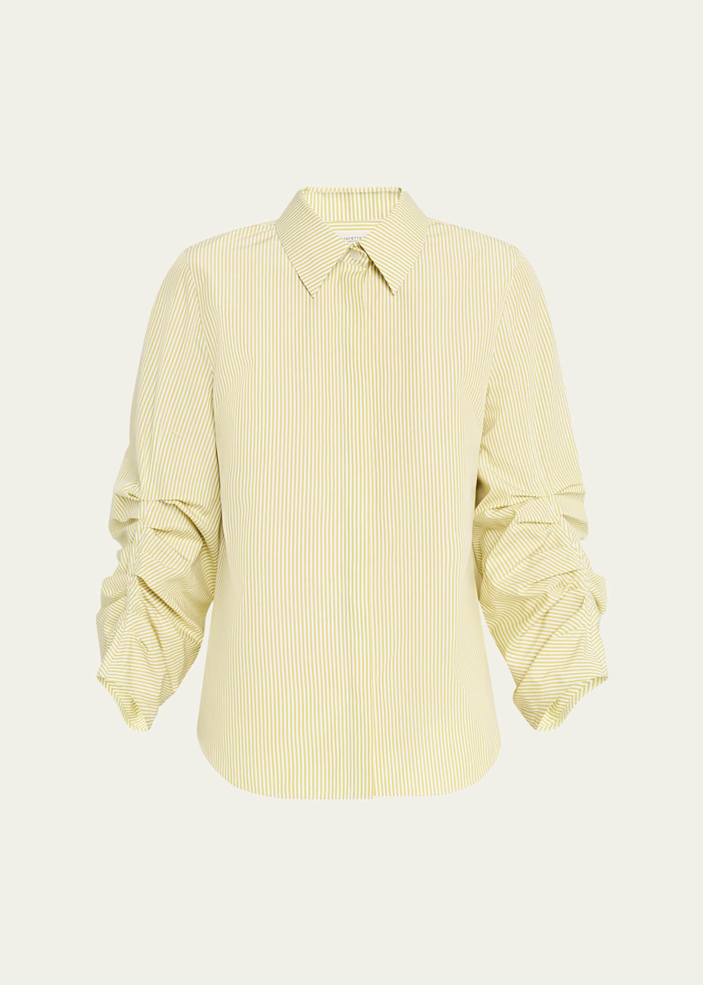 Lafayette 148 New York Ruched-Sleeve Button-Down Shirt Image 1 of 5