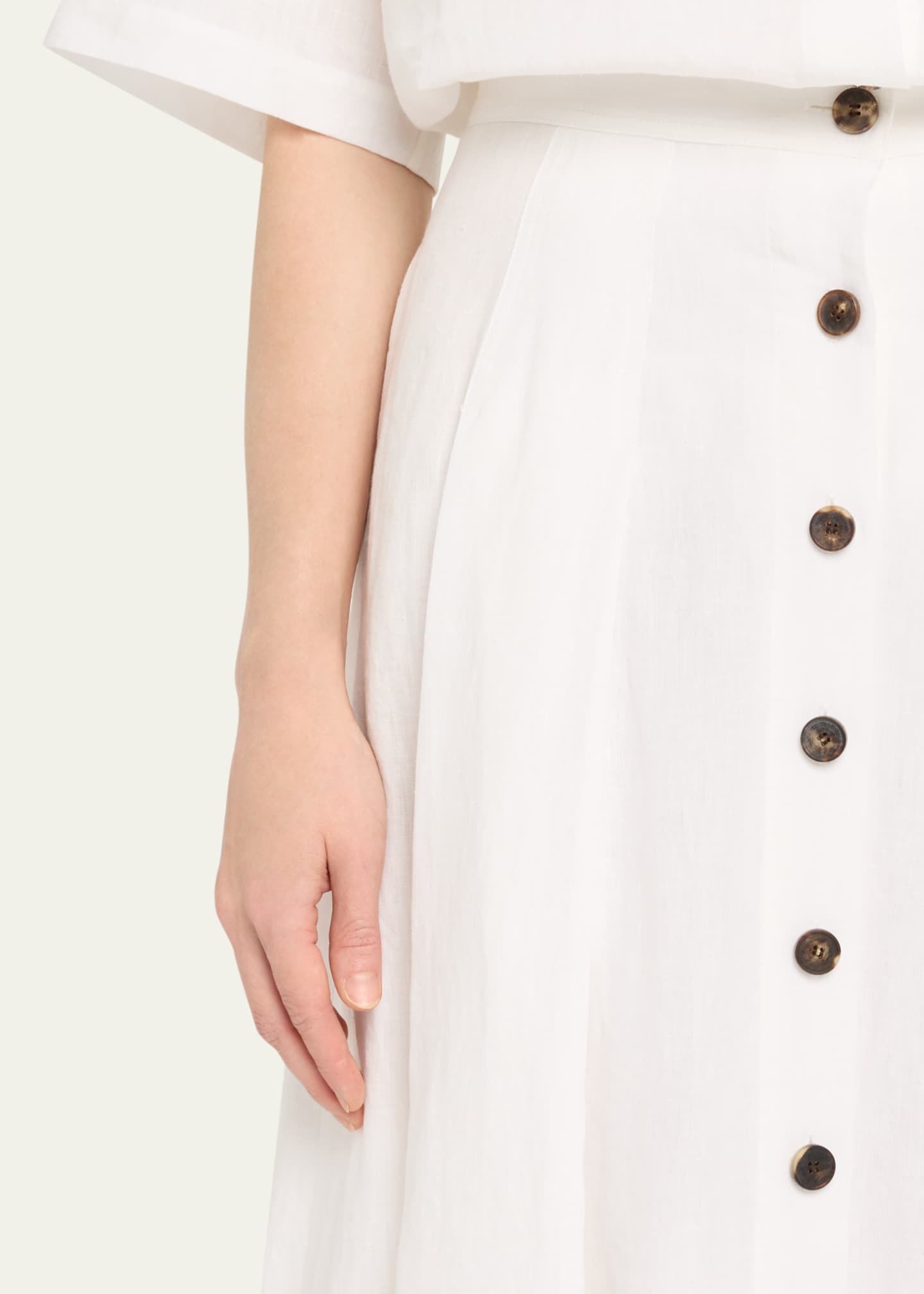 Lafayette 148 New York Pleated Button-Front Linen Maxi Skirt Image 5 of 5